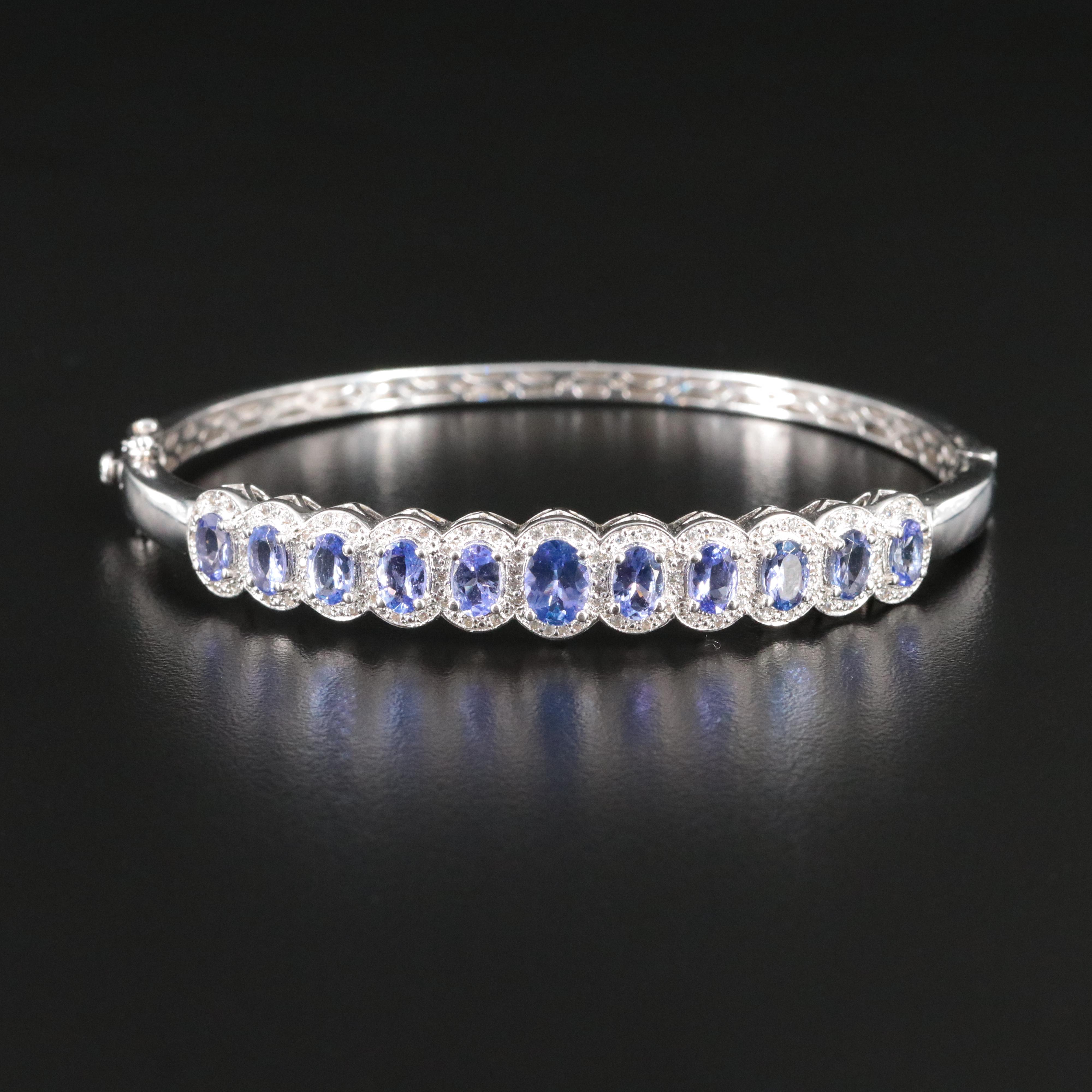 Sterling Tanzanite and White Topaz Bangle