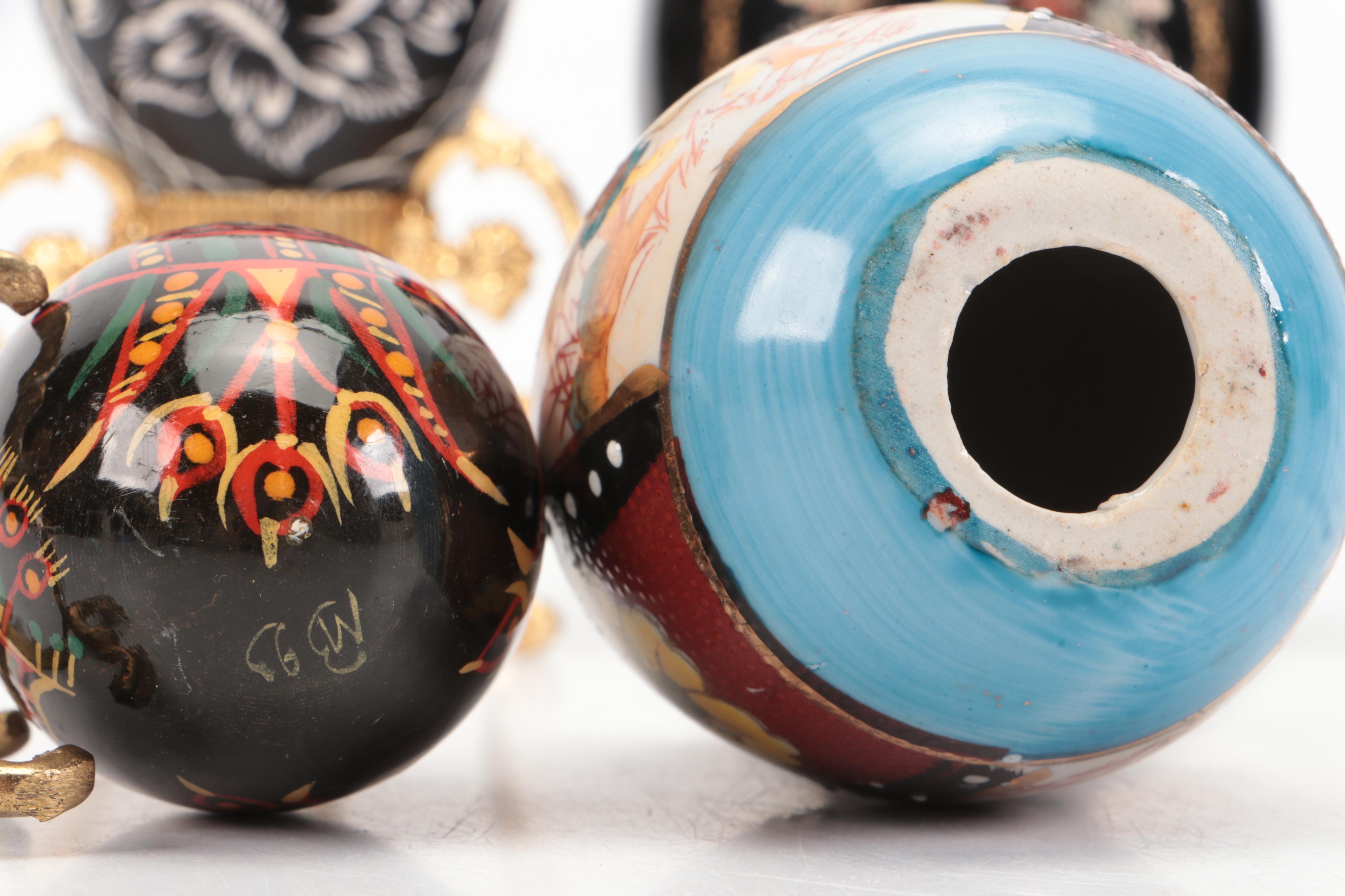 Franklin Mint Ceramic and Other Eggs on Stands