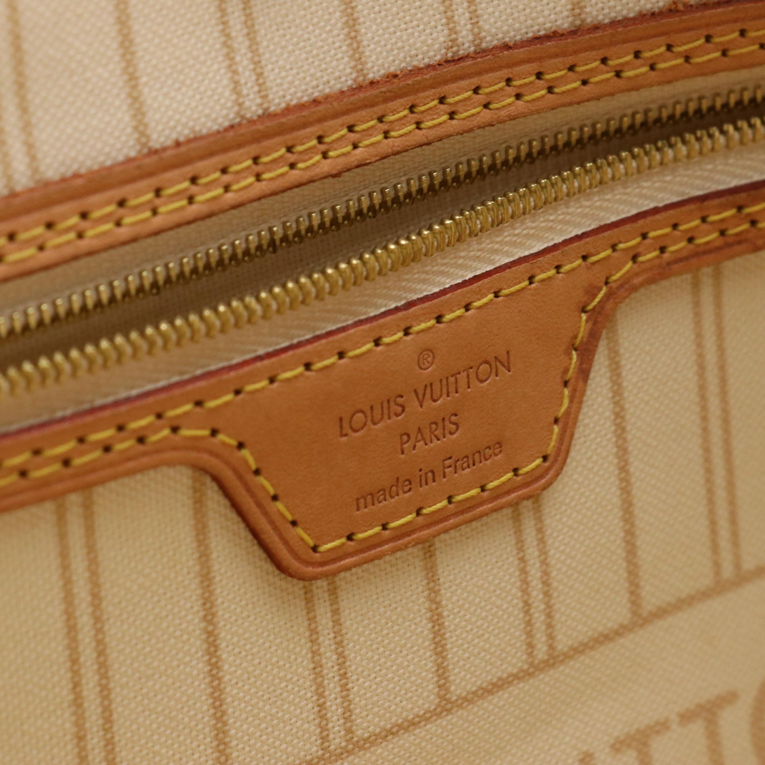 Louis Vuitton Neverfull MM Tote in Damier Azur Coated Canvas and Leather