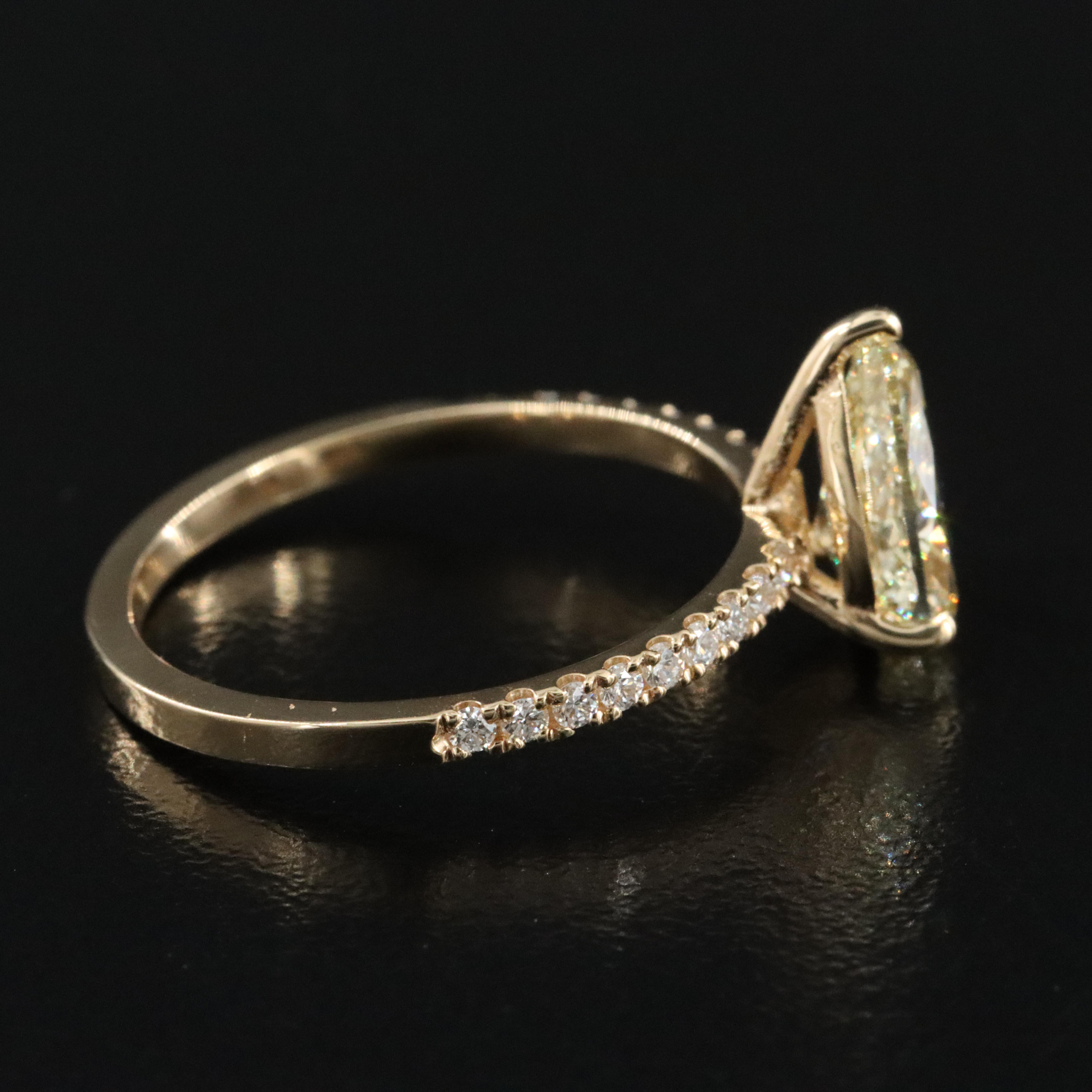 18K 1.77 CTW Lab Grown Diamond Ring with Fancy Yellow Center and IGI Report