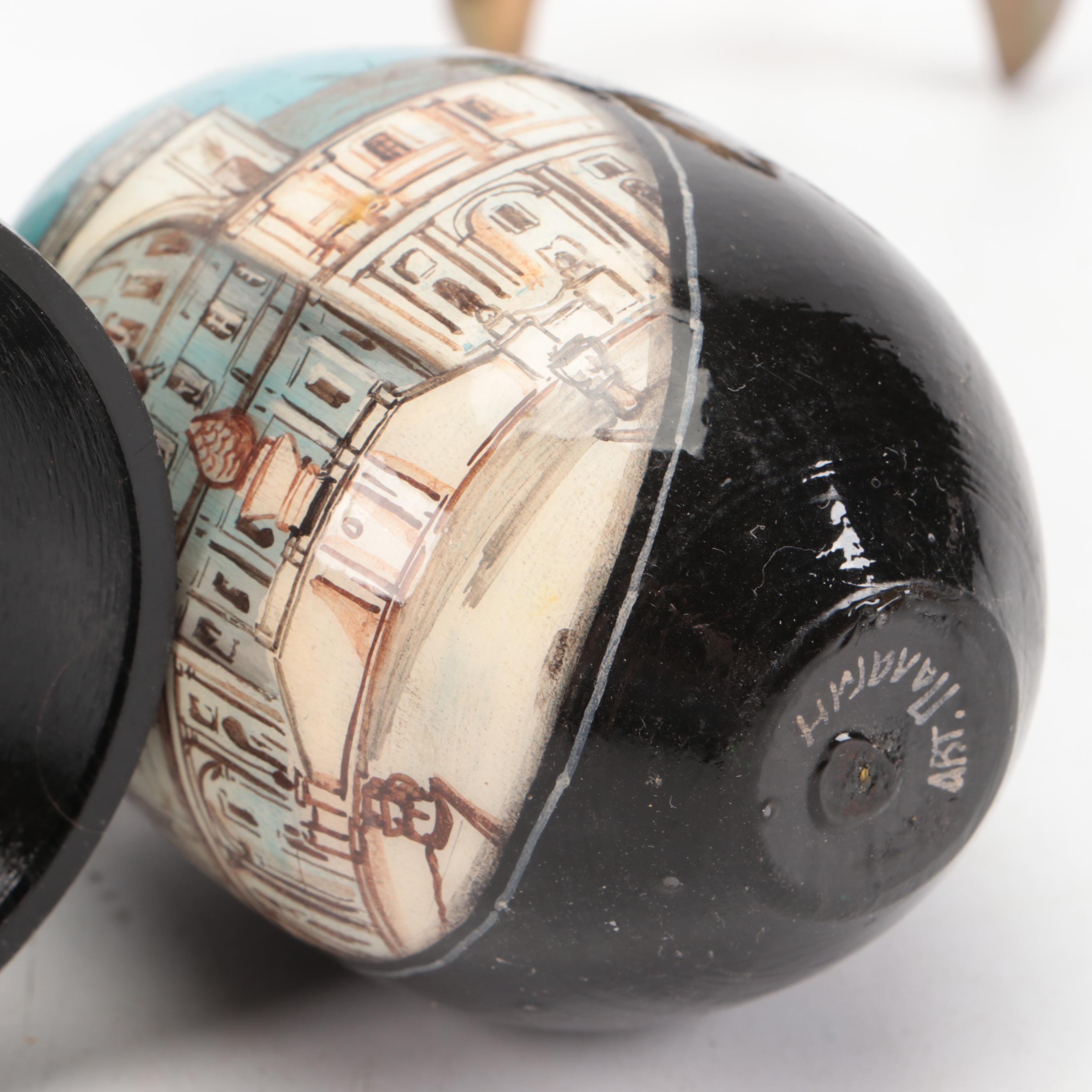 Franklin Mint Ceramic and Other Eggs on Stands