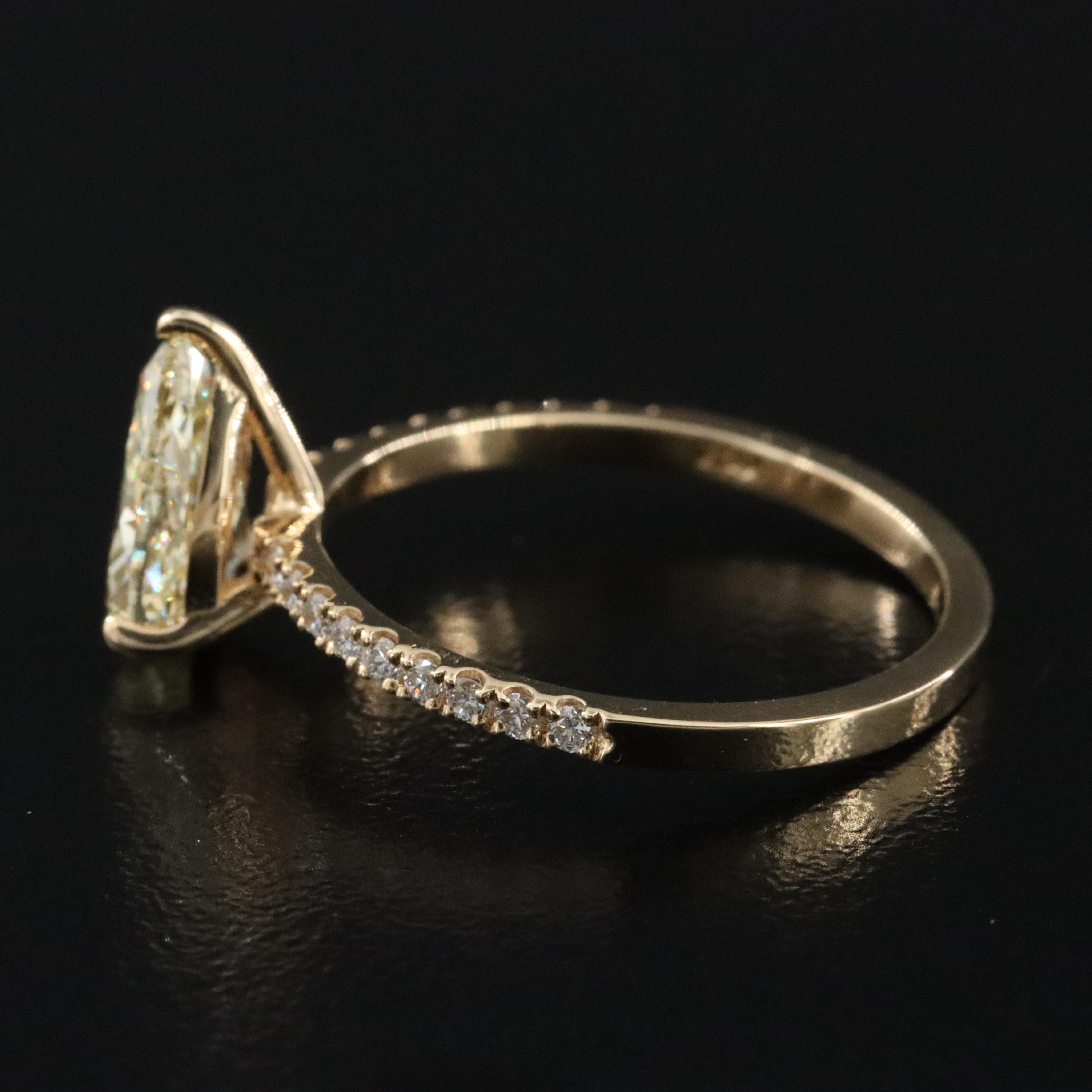 18K 1.77 CTW Lab Grown Diamond Ring with Fancy Yellow Center and IGI Report