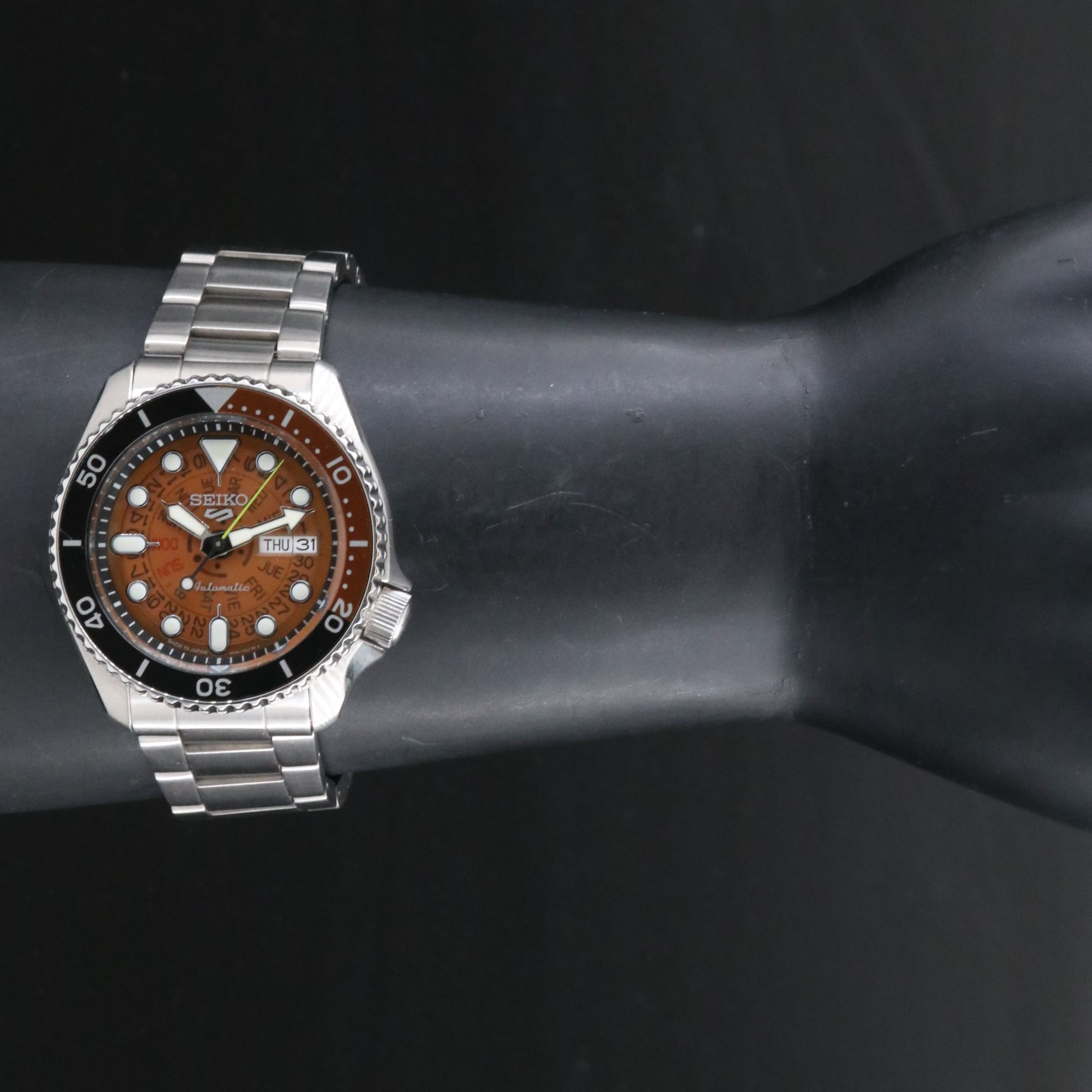 Seiko 5 Sports Day Date Skeleton Steel Automatic Watch