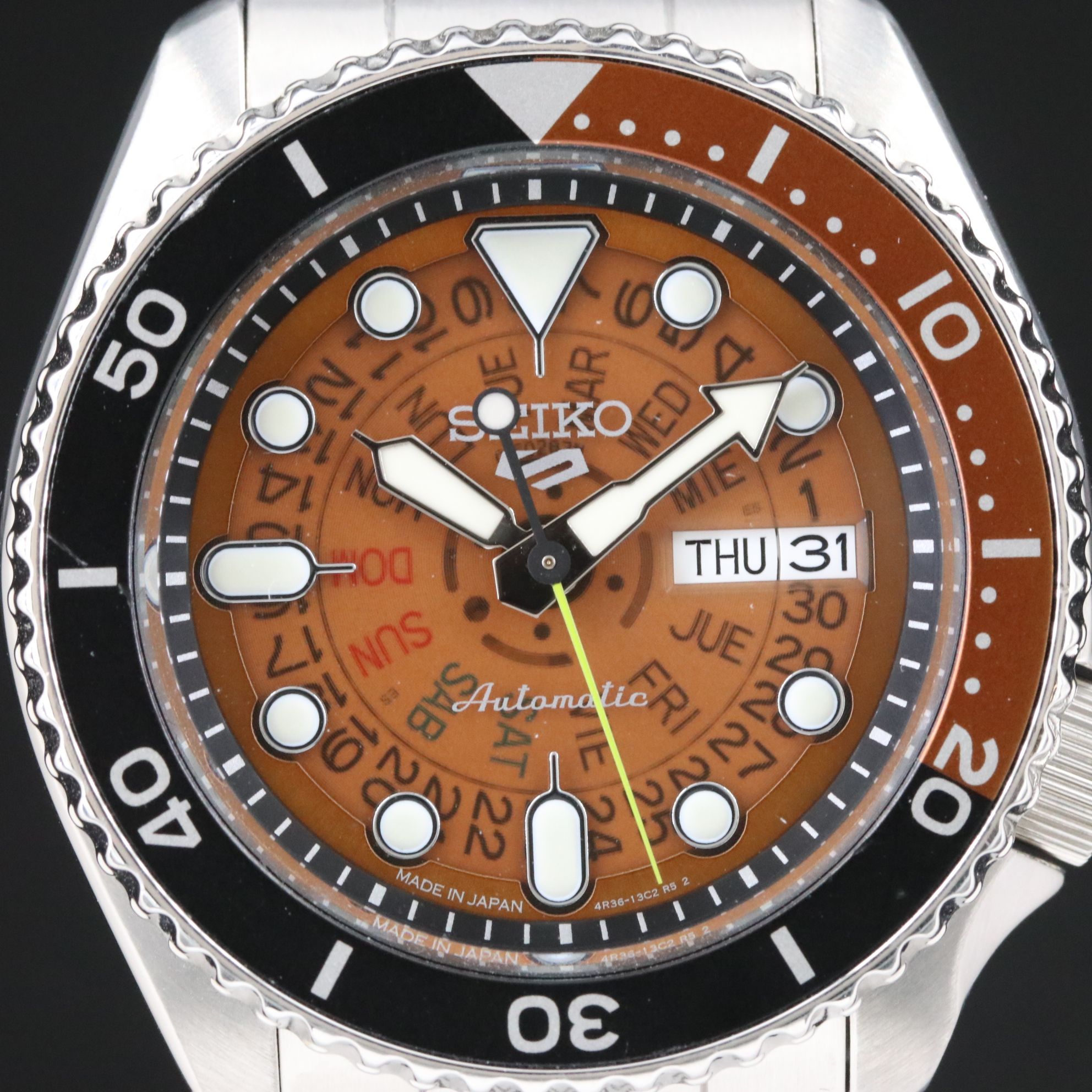 Seiko 5 Sports Day Date Skeleton Steel Automatic Watch