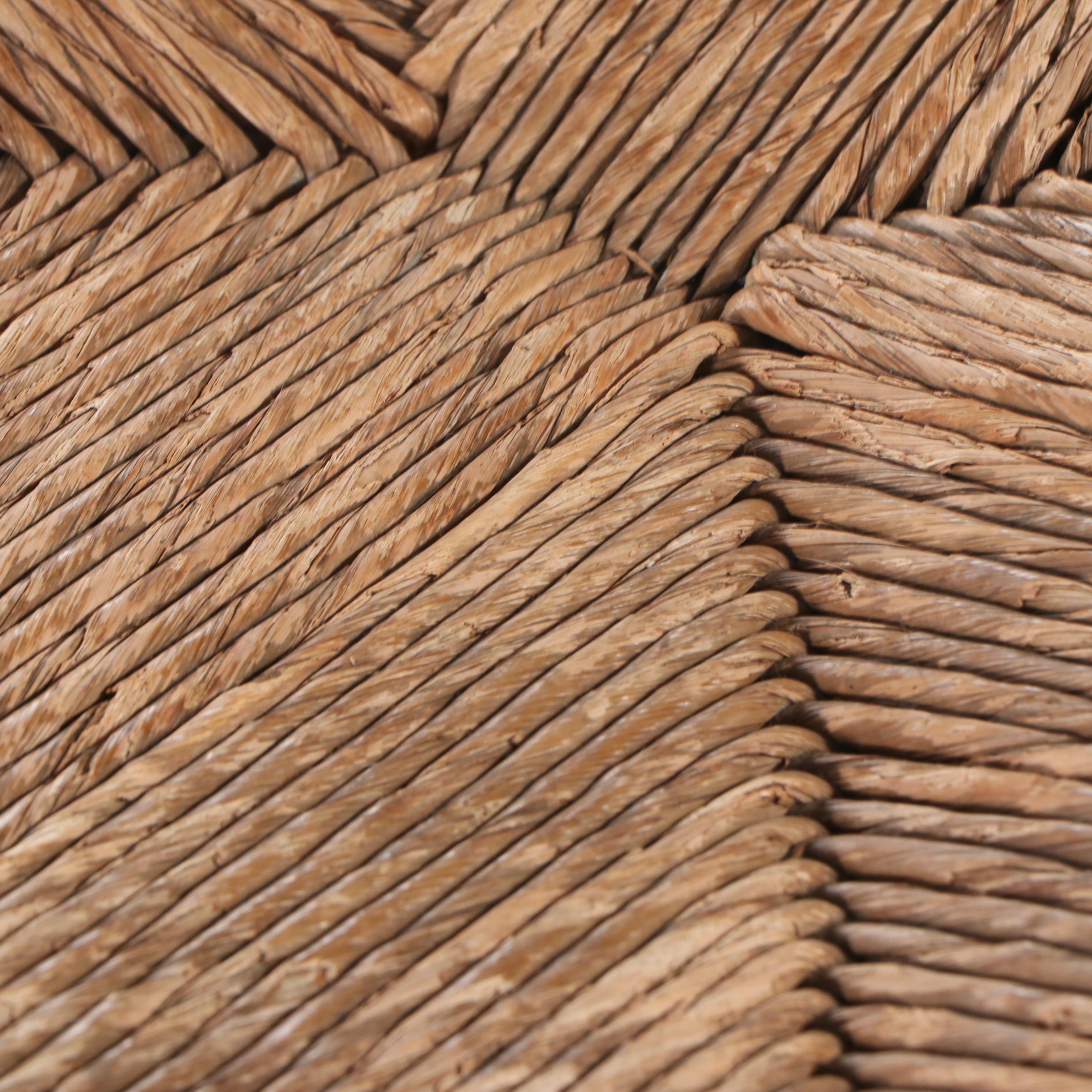 Pair of Jacobean Revival Ladderback Armchairs with Rush Seats, 19th Century