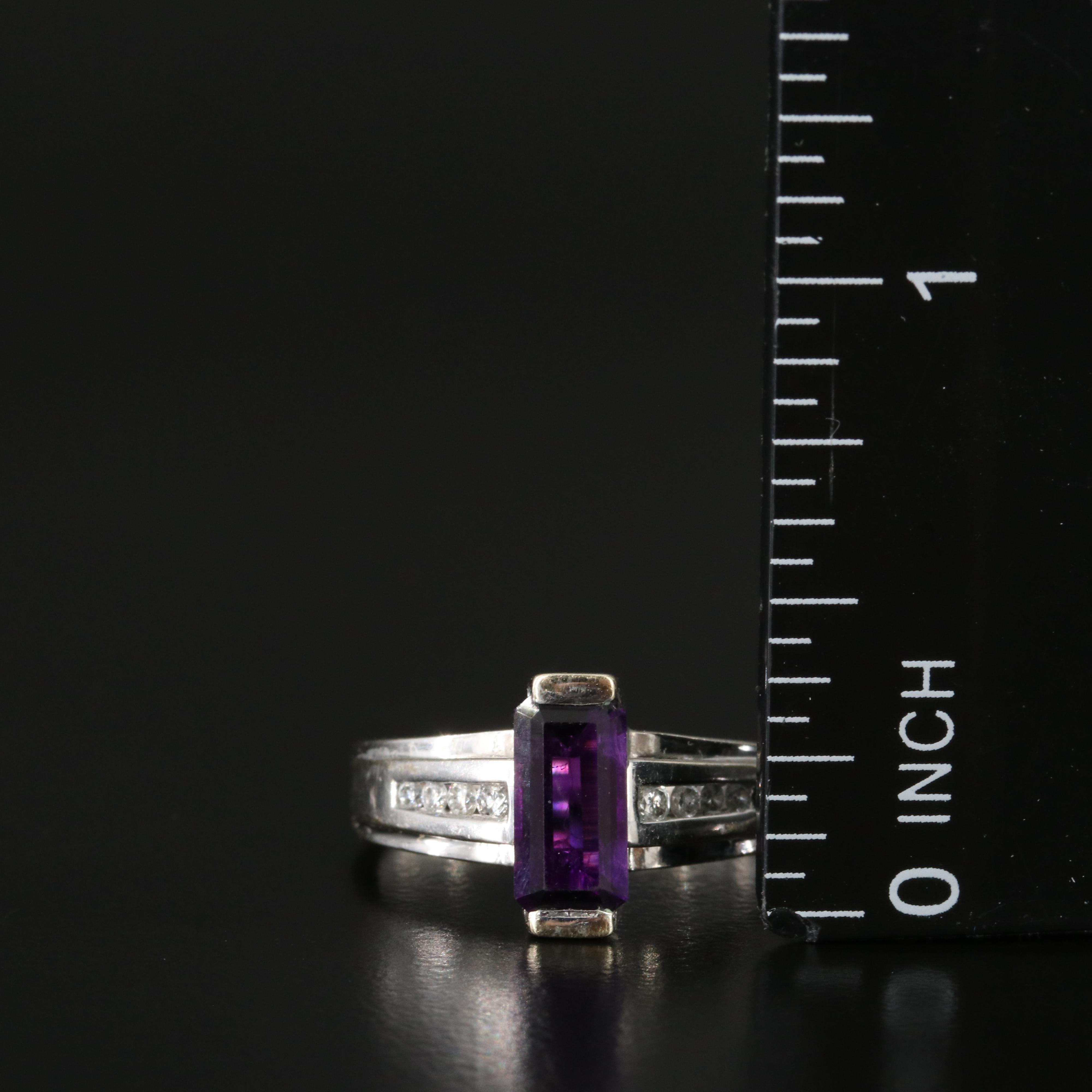 14K Amethyst and Diamond Ring and Pendant Necklace