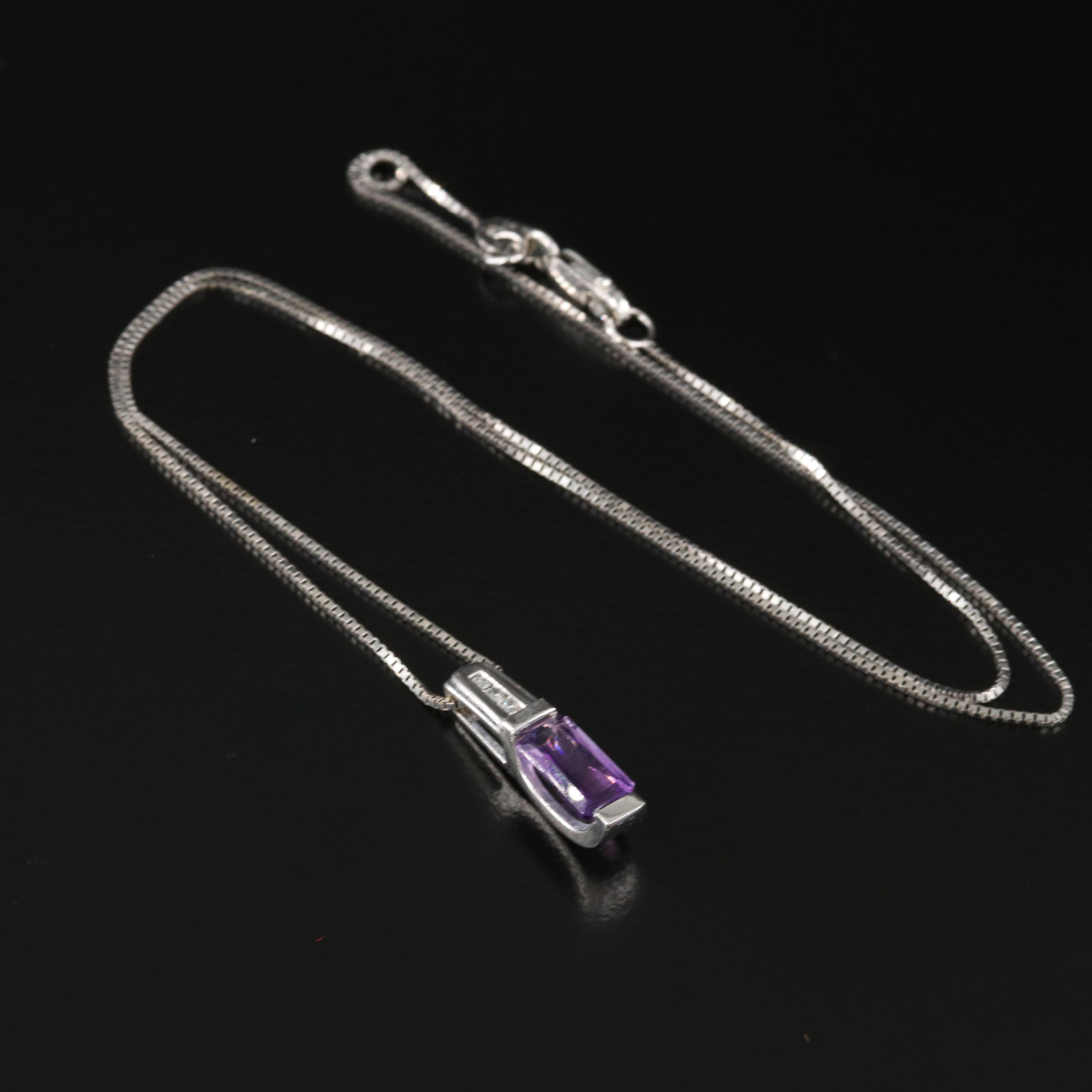 14K Amethyst and Diamond Ring and Pendant Necklace