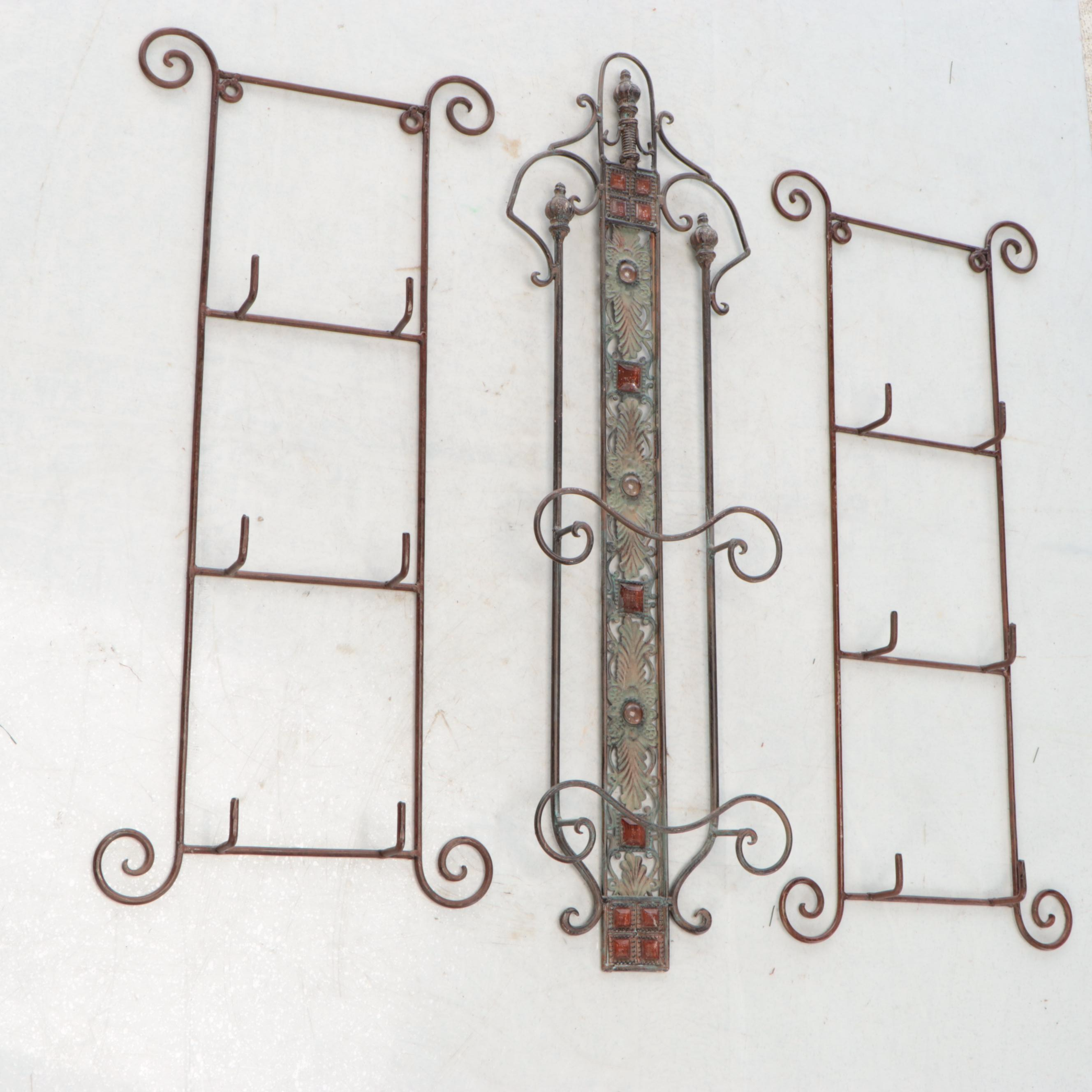 Scrolled Metal Plate Rack and Hooks