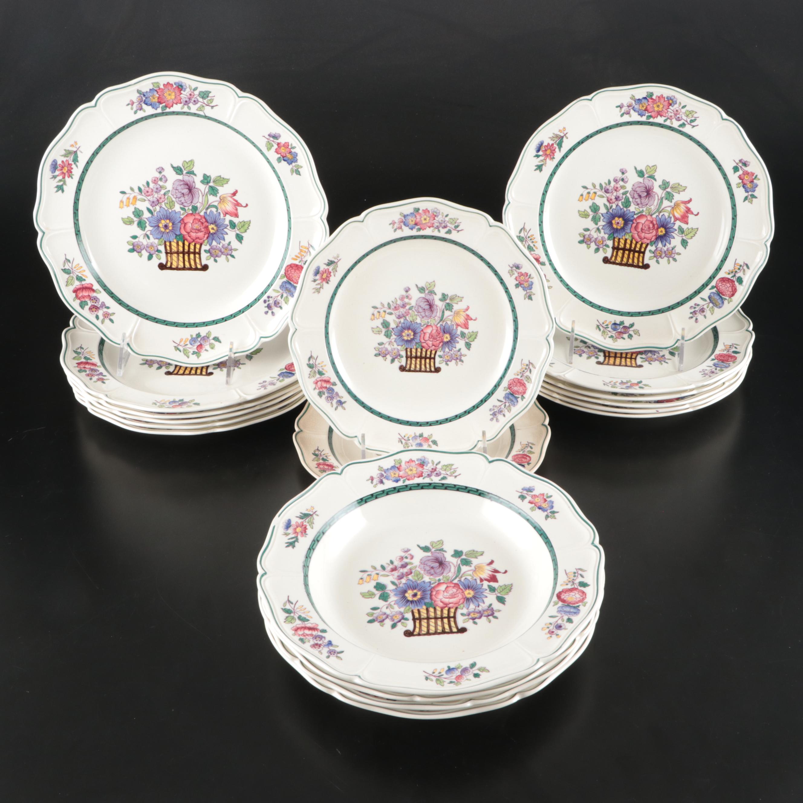 Wedgwood "Floral" Scalloped Luncheon and Salad Plates, Mid/Late 20th Century