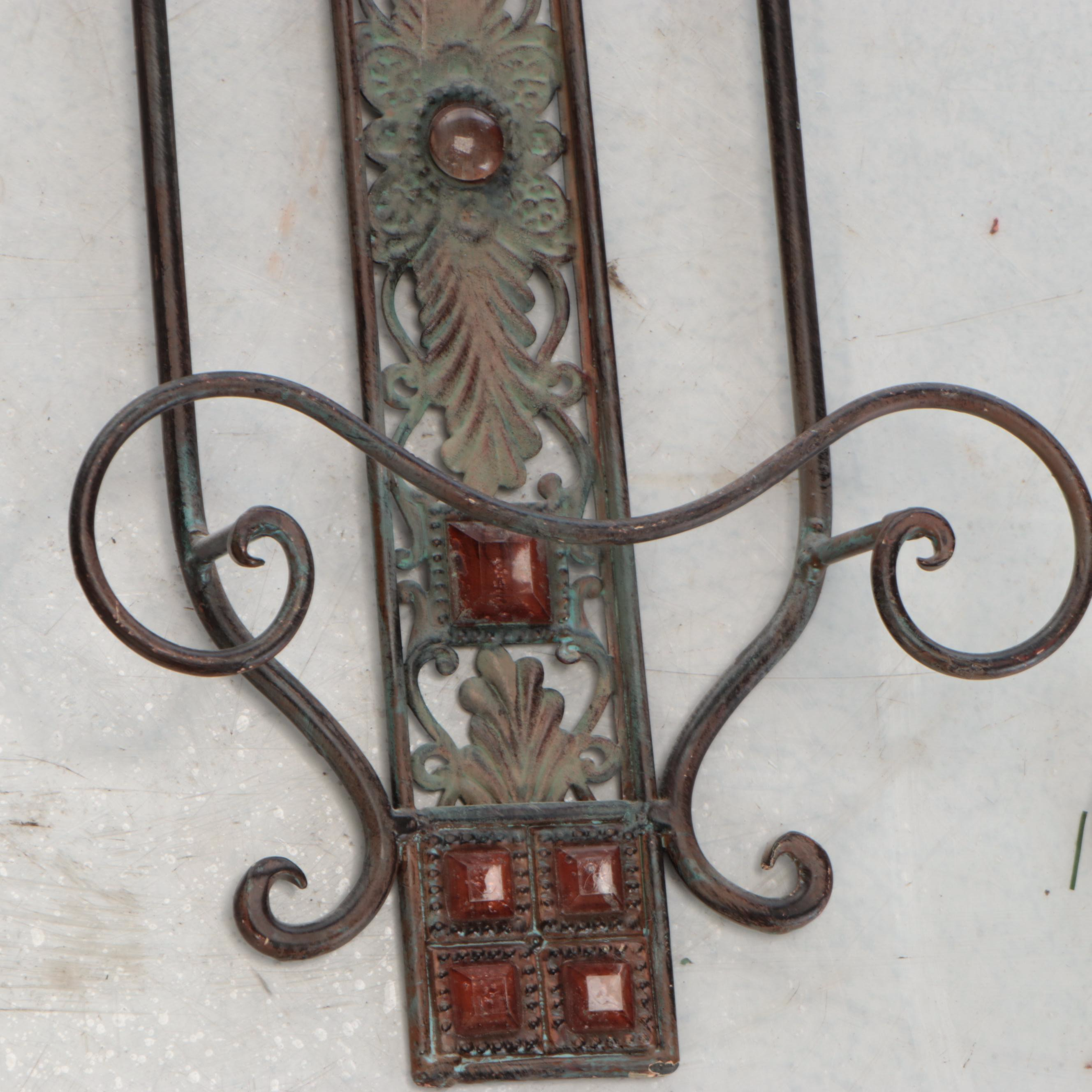 Scrolled Metal Plate Rack and Hooks