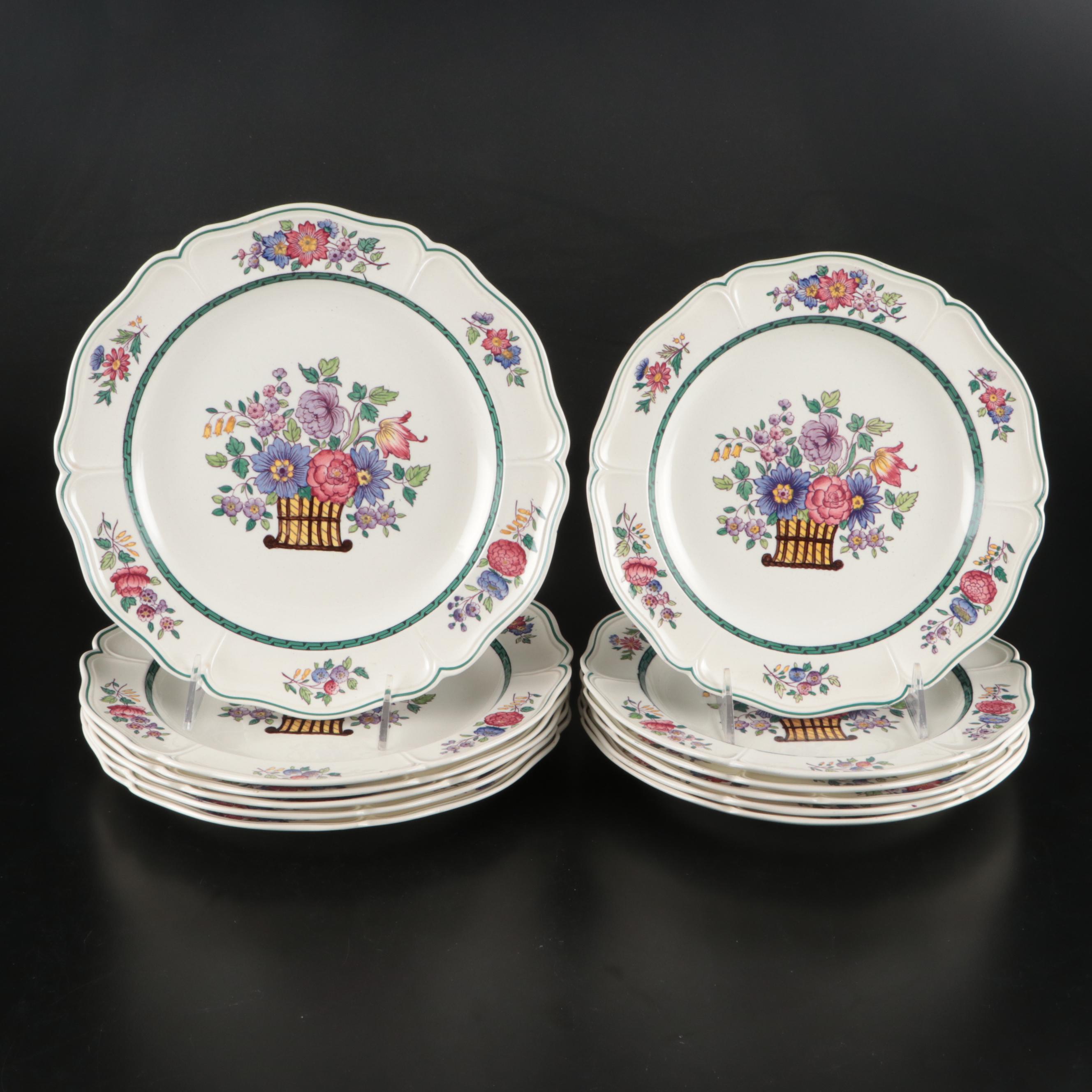 Wedgwood "Floral" Scalloped Luncheon and Salad Plates, Mid/Late 20th Century