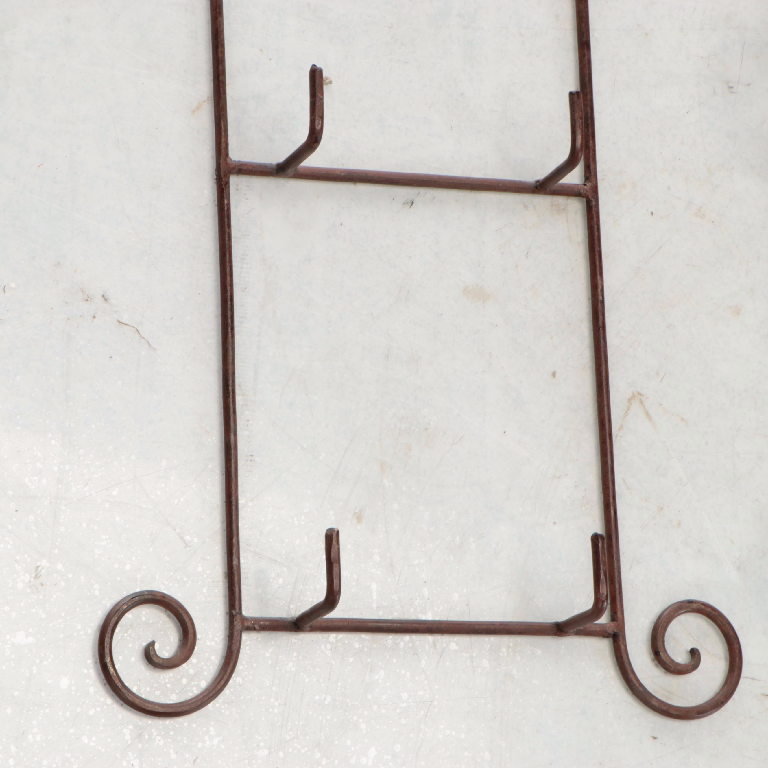 Scrolled Metal Plate Rack and Hooks