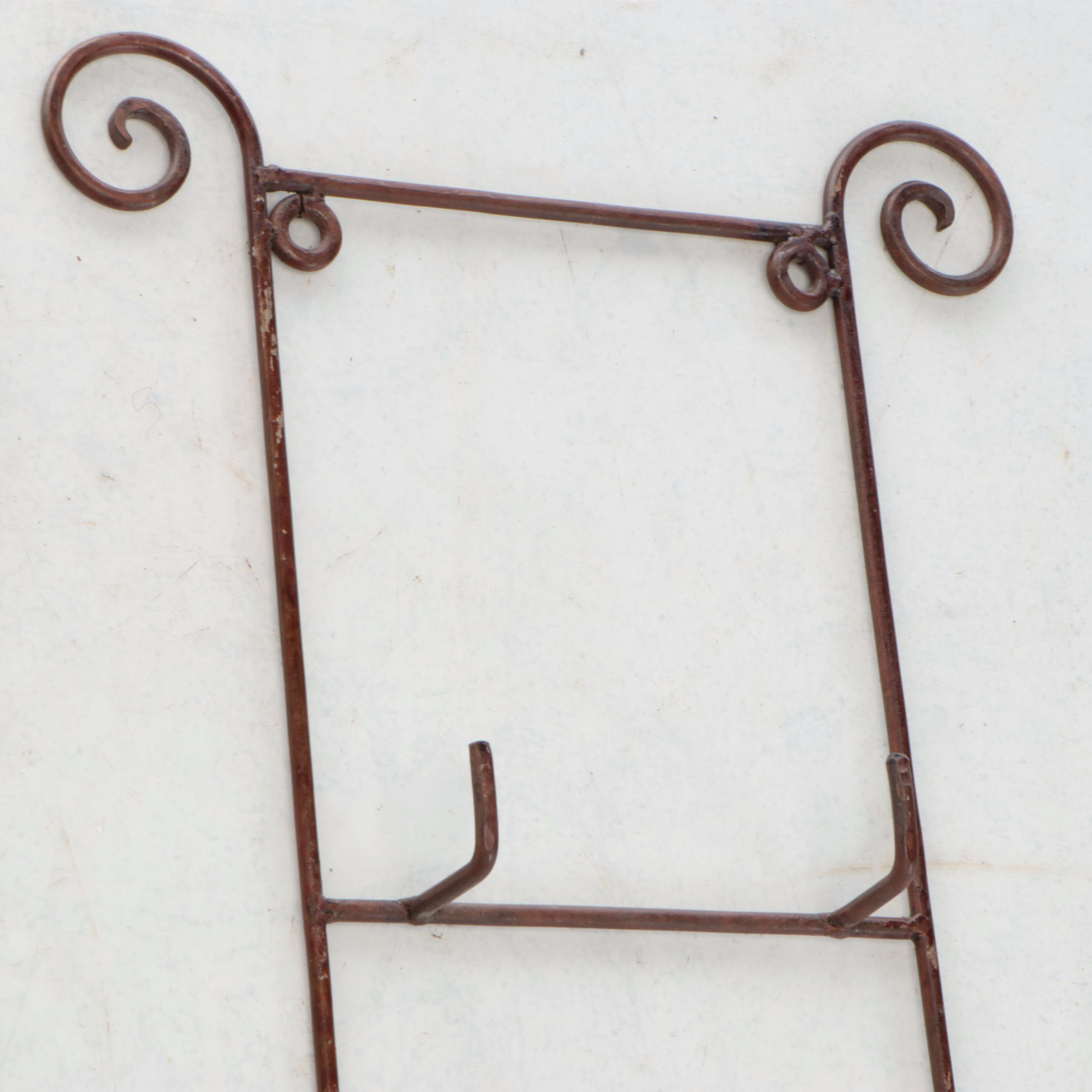 Scrolled Metal Plate Rack and Hooks