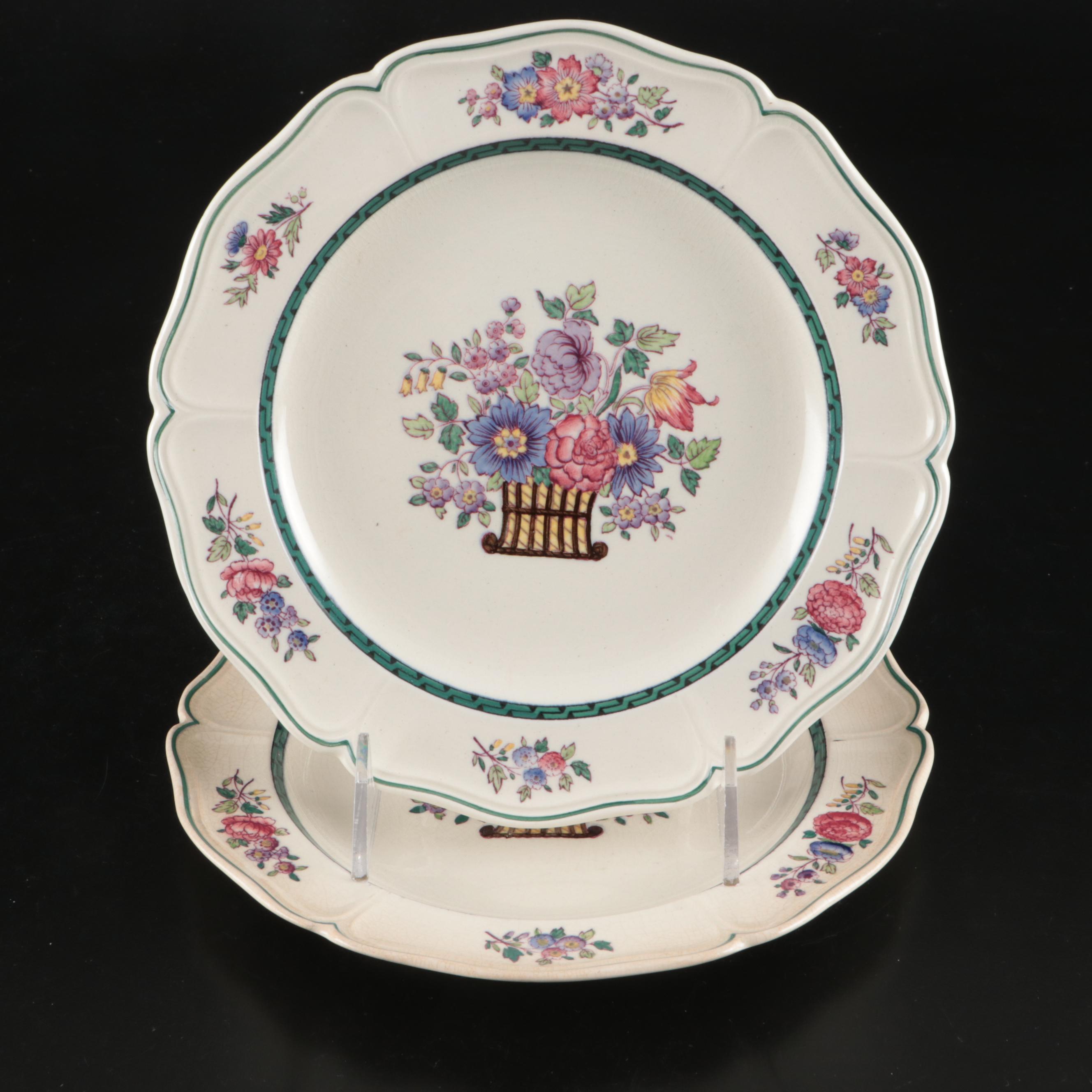 Wedgwood "Floral" Scalloped Luncheon and Salad Plates, Mid/Late 20th Century