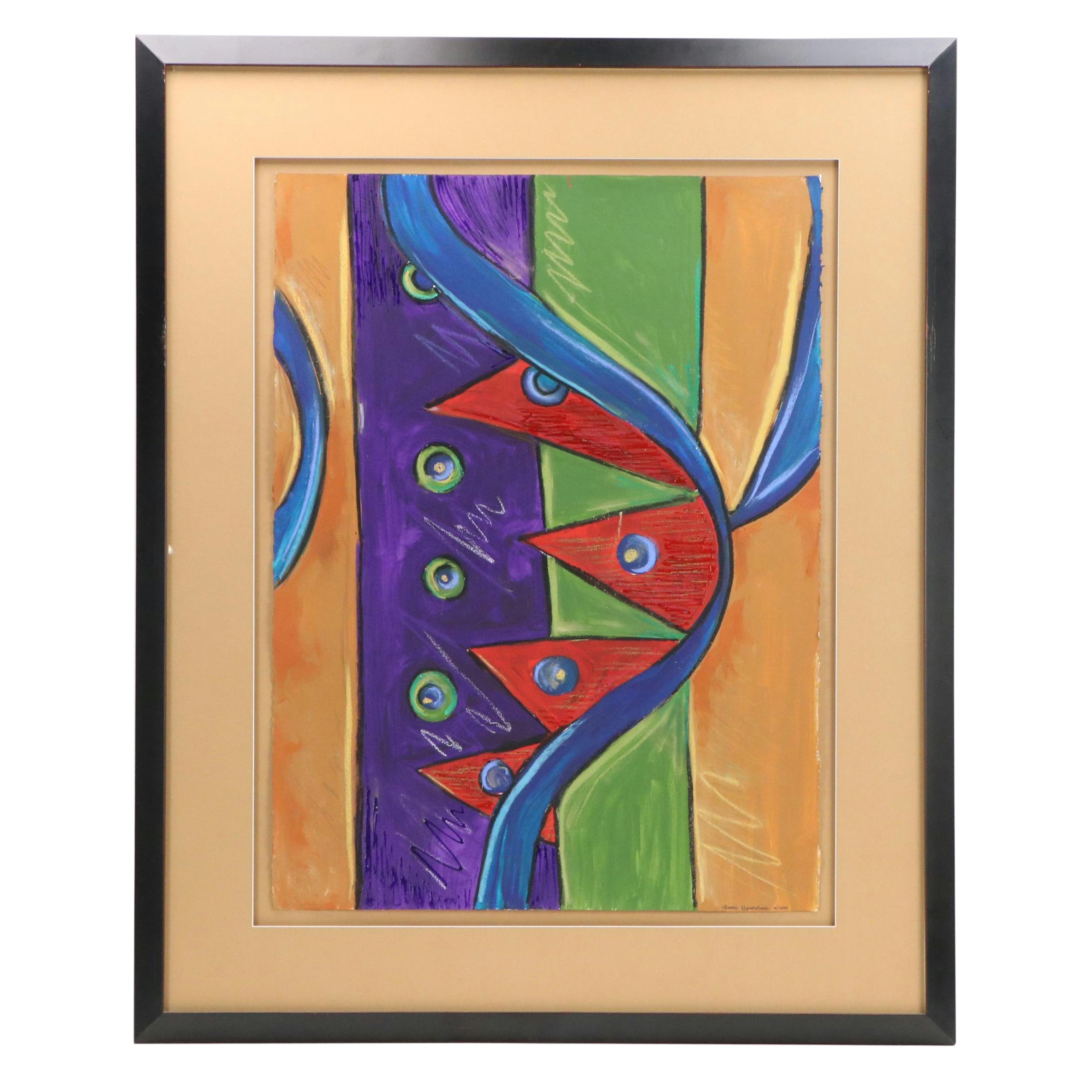 Gussie Marshallsea Abstract Mixed Media Painting, 2001