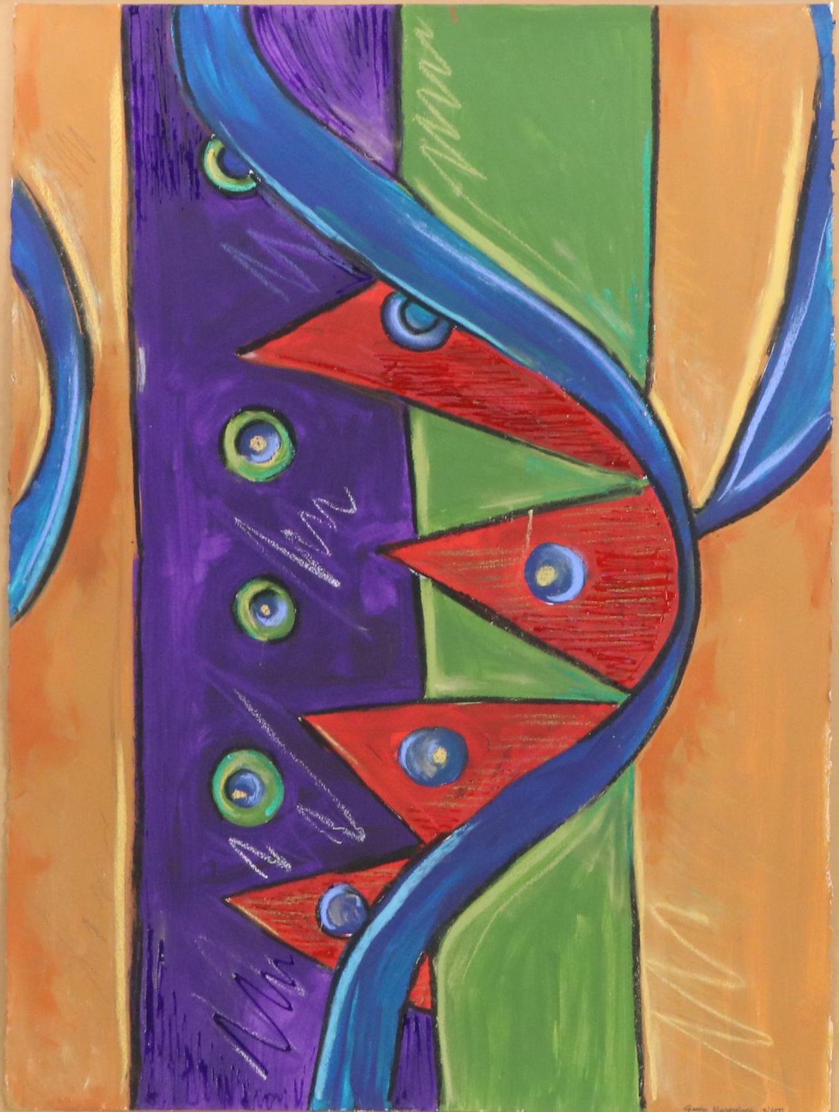 Gussie Marshallsea Abstract Mixed Media Painting, 2001