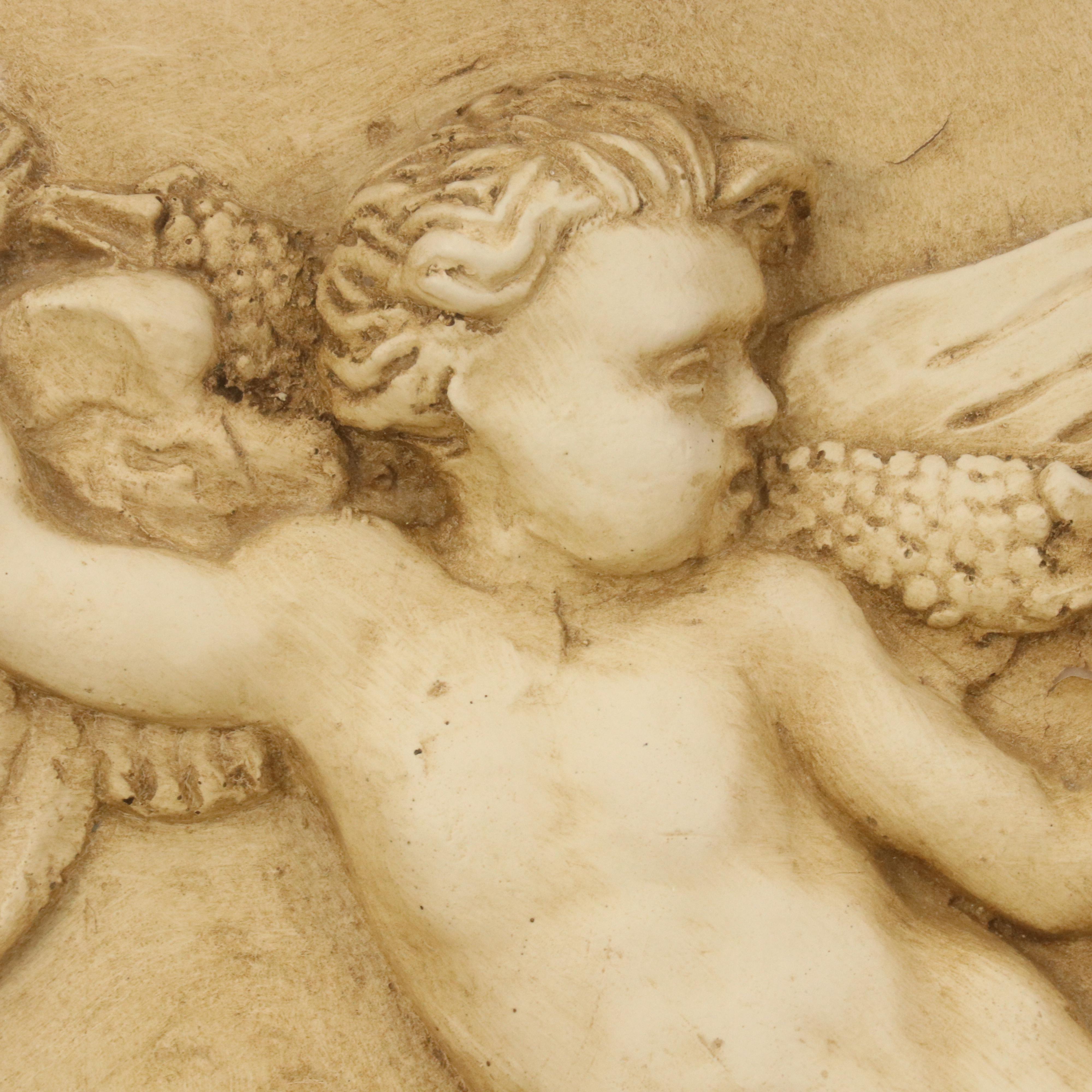 Carved Plaster Sculpture of Venus Reclining with Putto