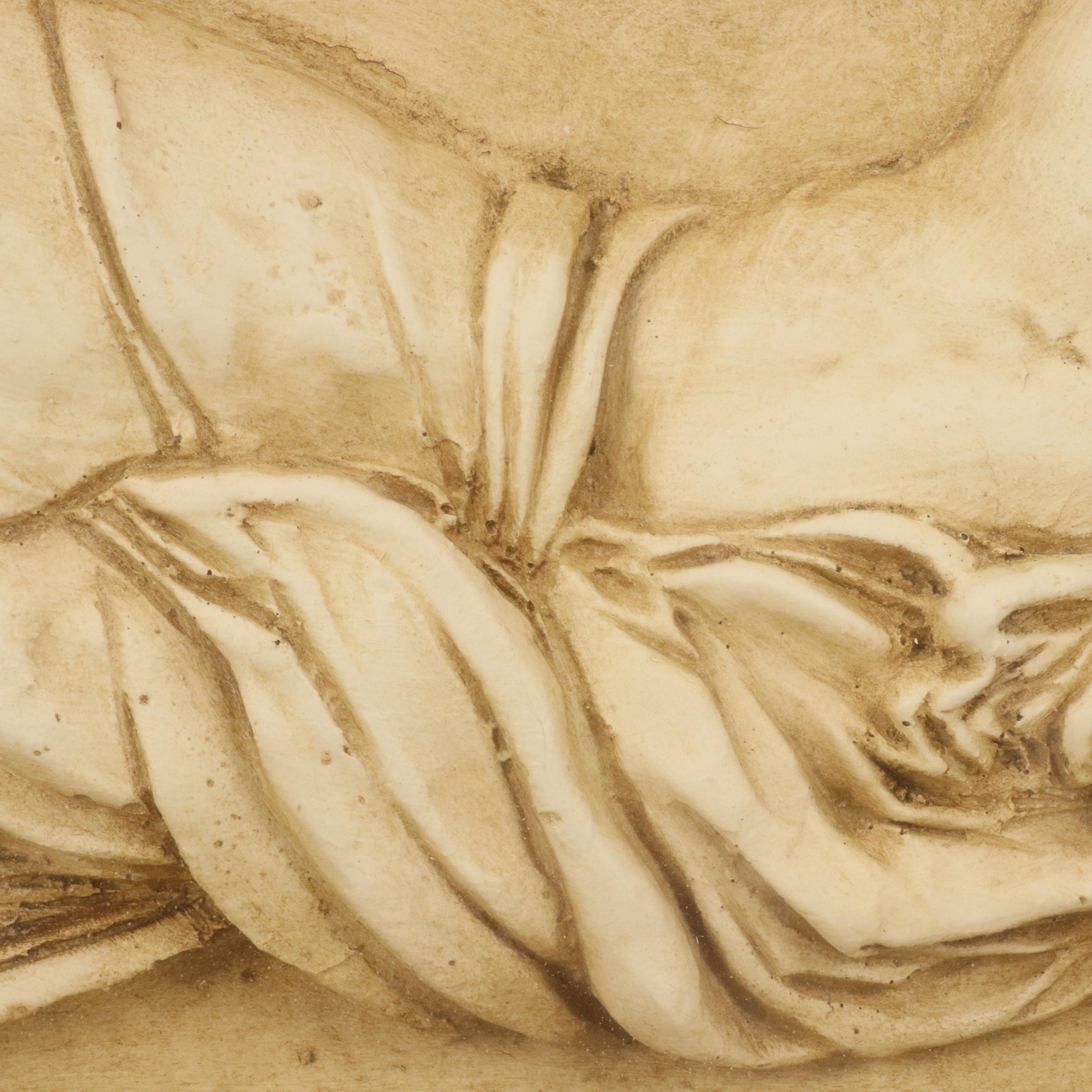 Carved Plaster Sculpture of Venus Reclining with Putto