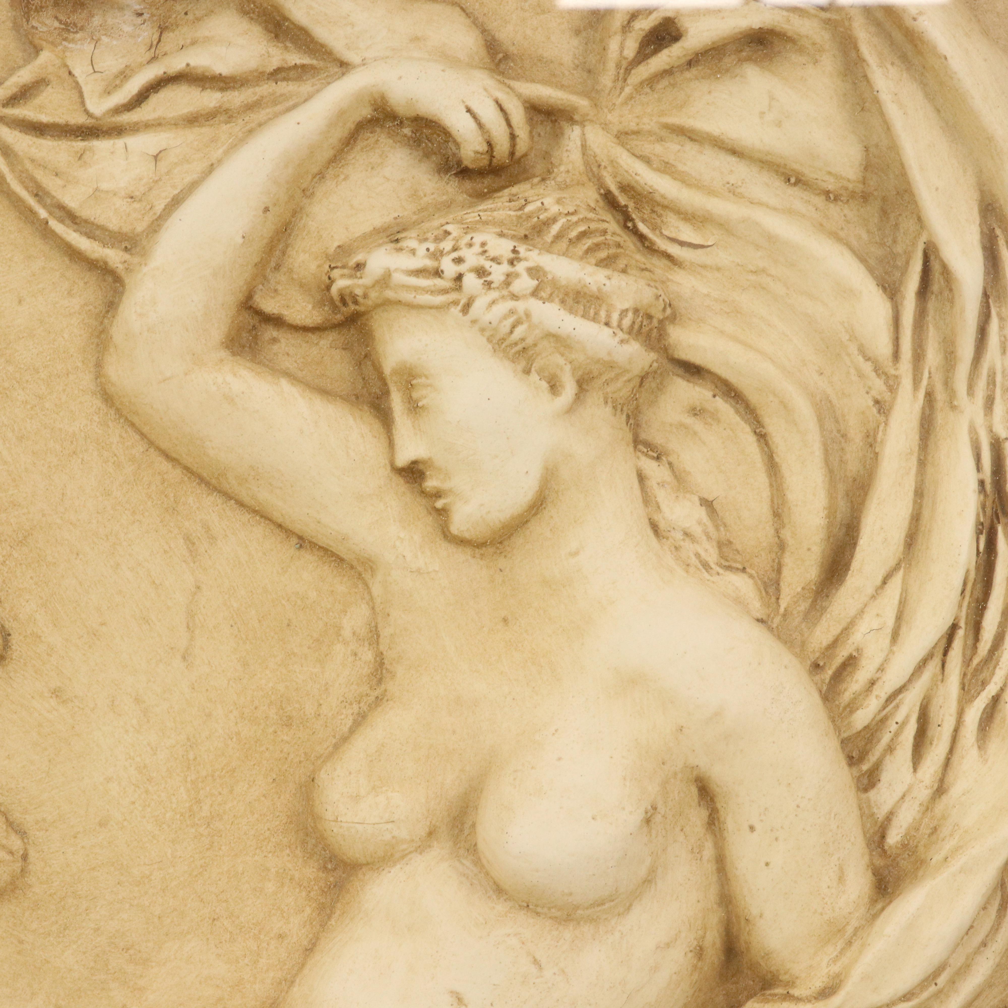 Carved Plaster Sculpture of Venus Reclining with Putto