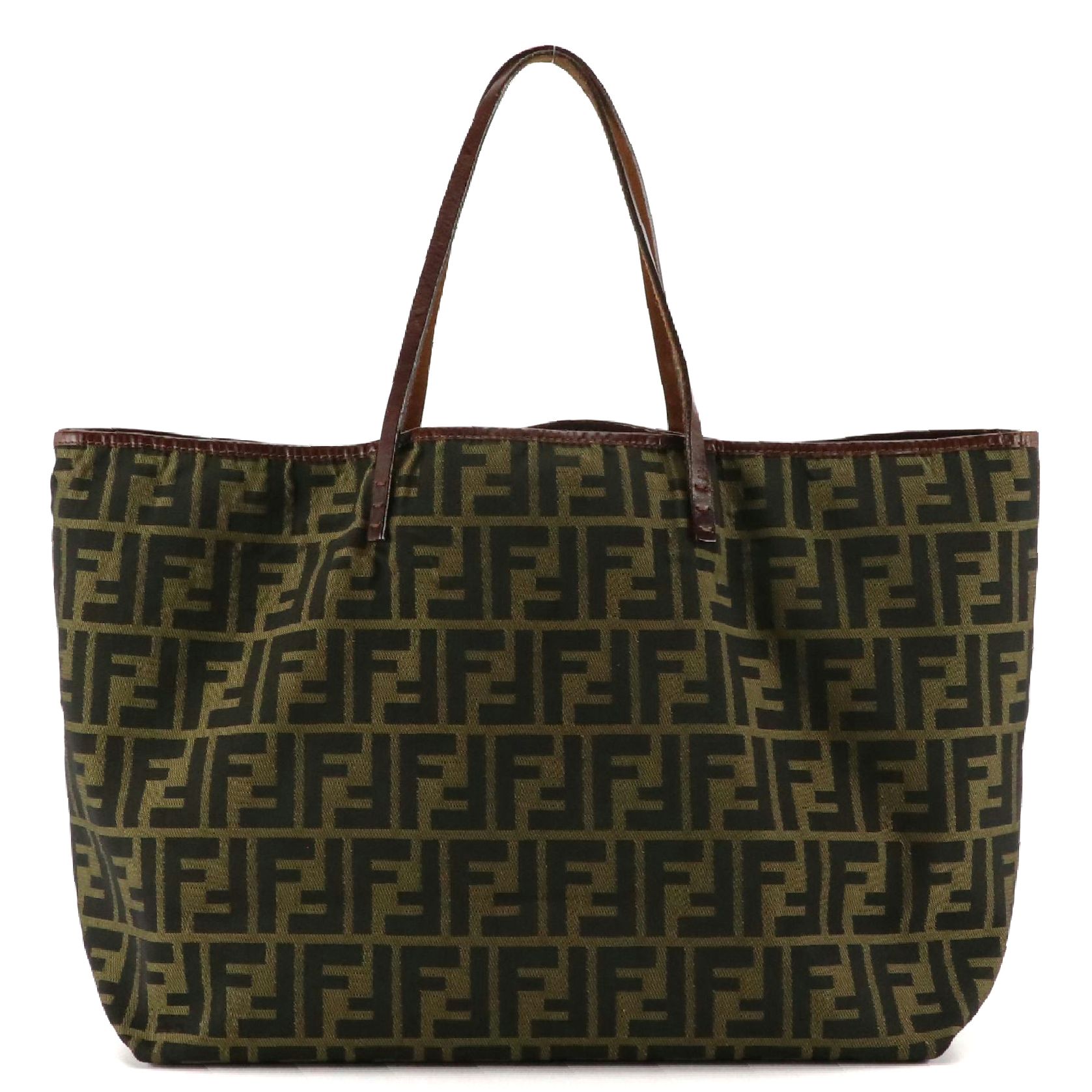 Fendi Tote in Zucca Jacquard Canvas and Leather with Zip Pouch