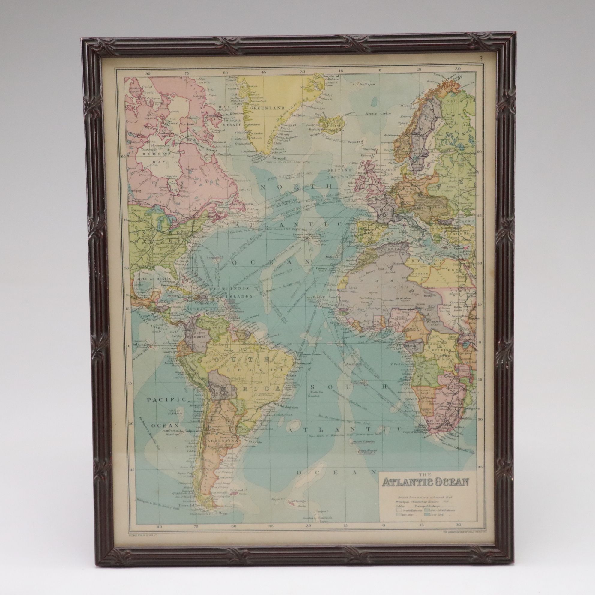 Paul Cardew "Globe" Teapot with Chinese Porcelain Teapot and Vase and Framed Map