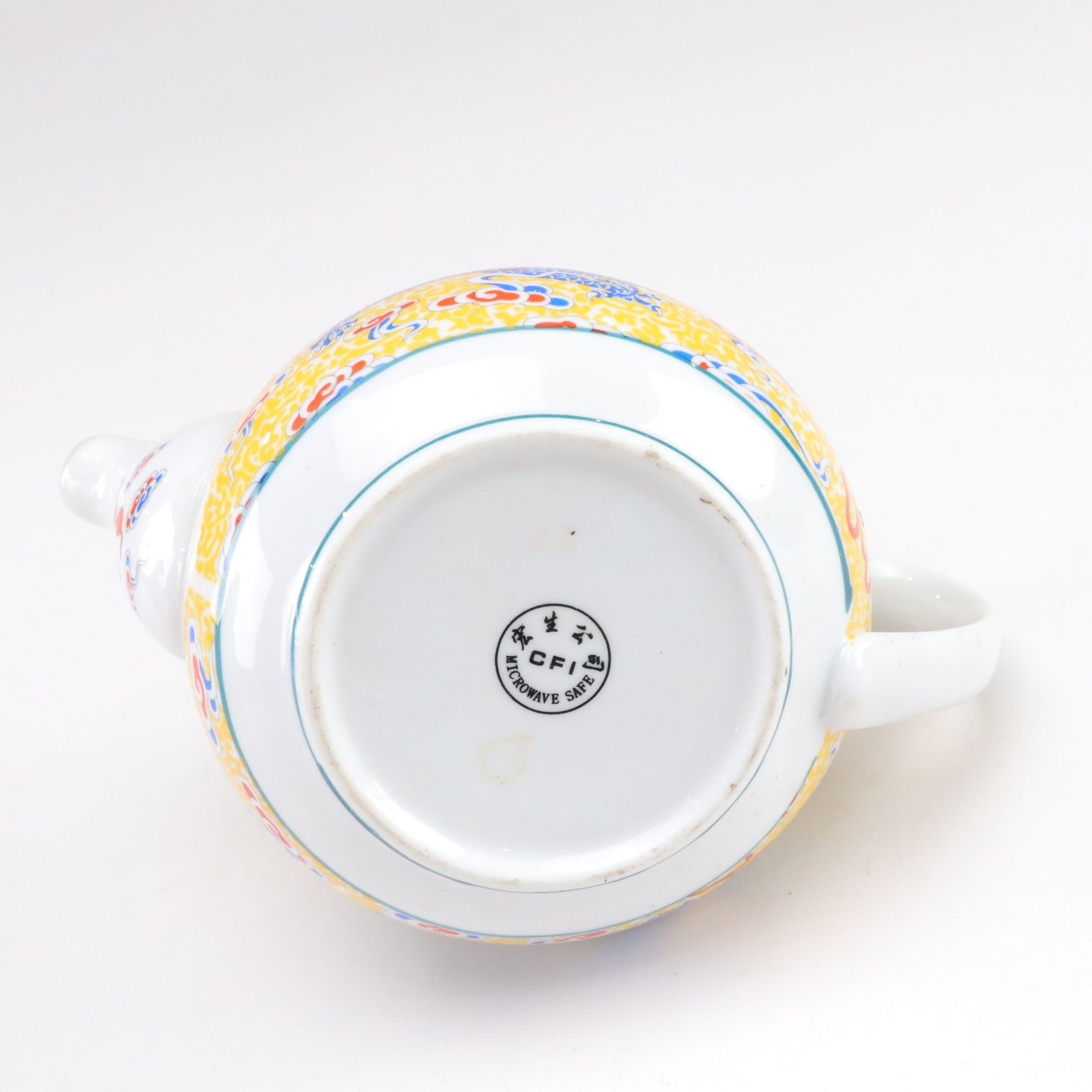 Paul Cardew "Globe" Teapot with Chinese Porcelain Teapot and Vase and Framed Map