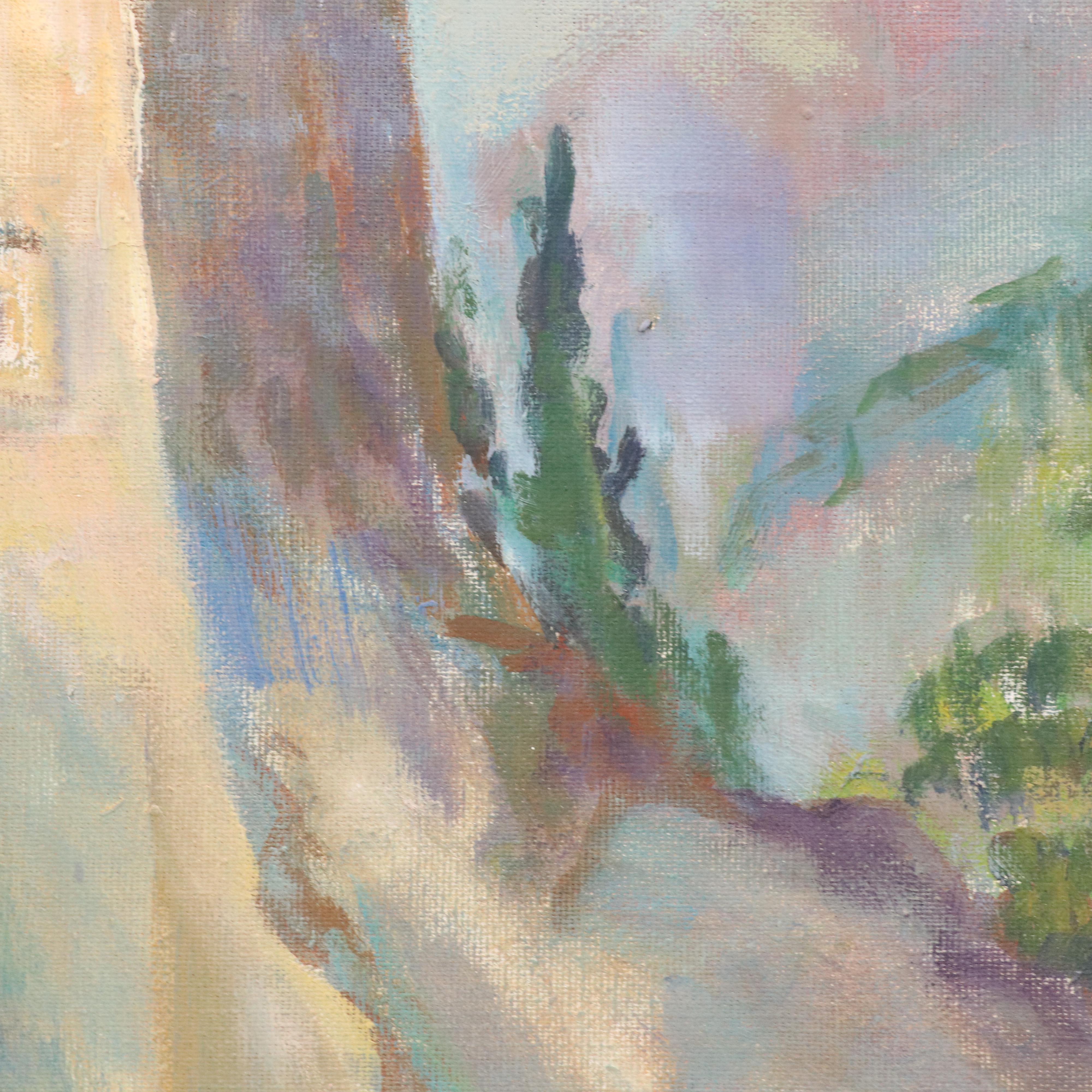 Impressionistic Style Coastal Landscape Oil Painting of Dubrovnik, 1964