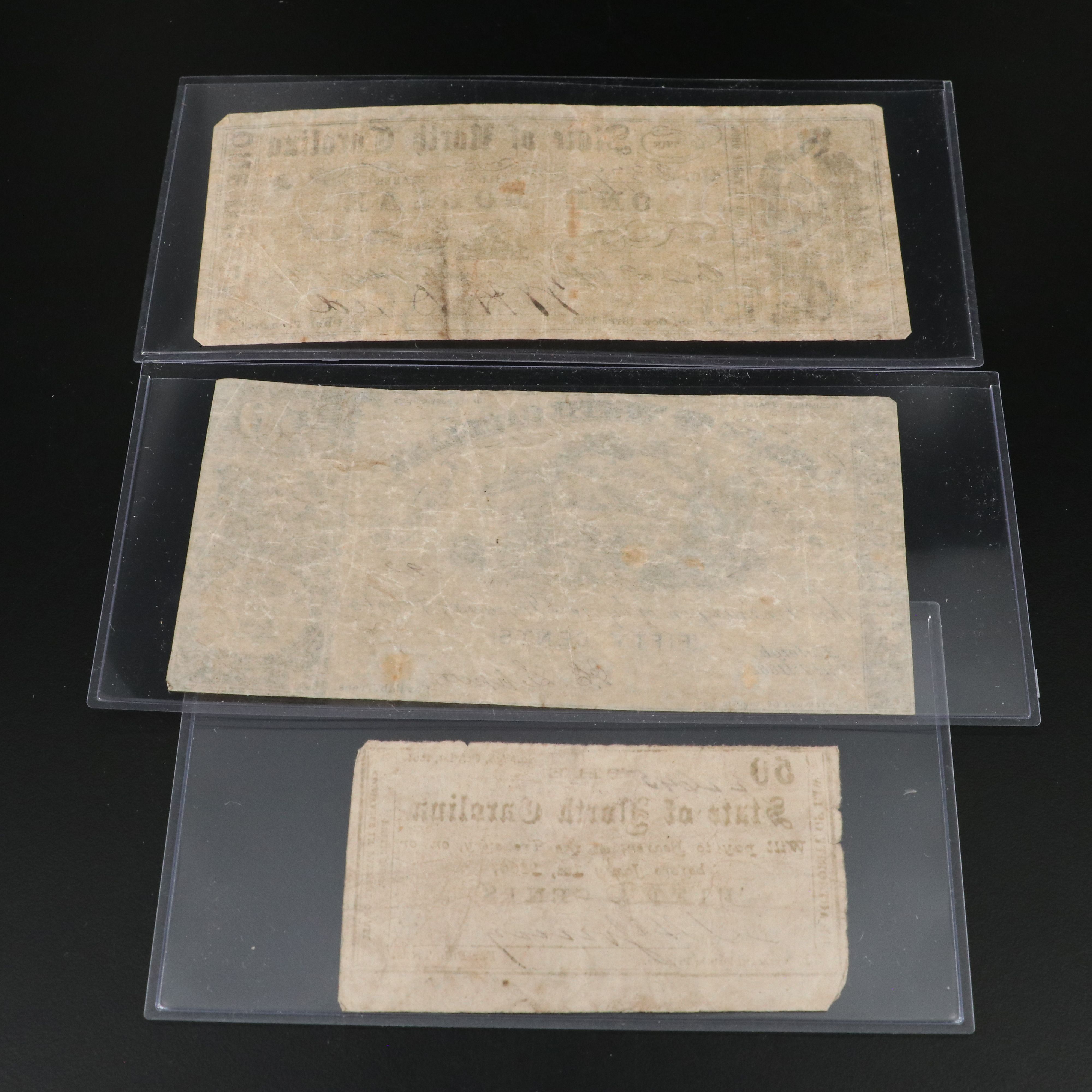 Five Different Civil War Era North Carolina Obsolete Currency Notes