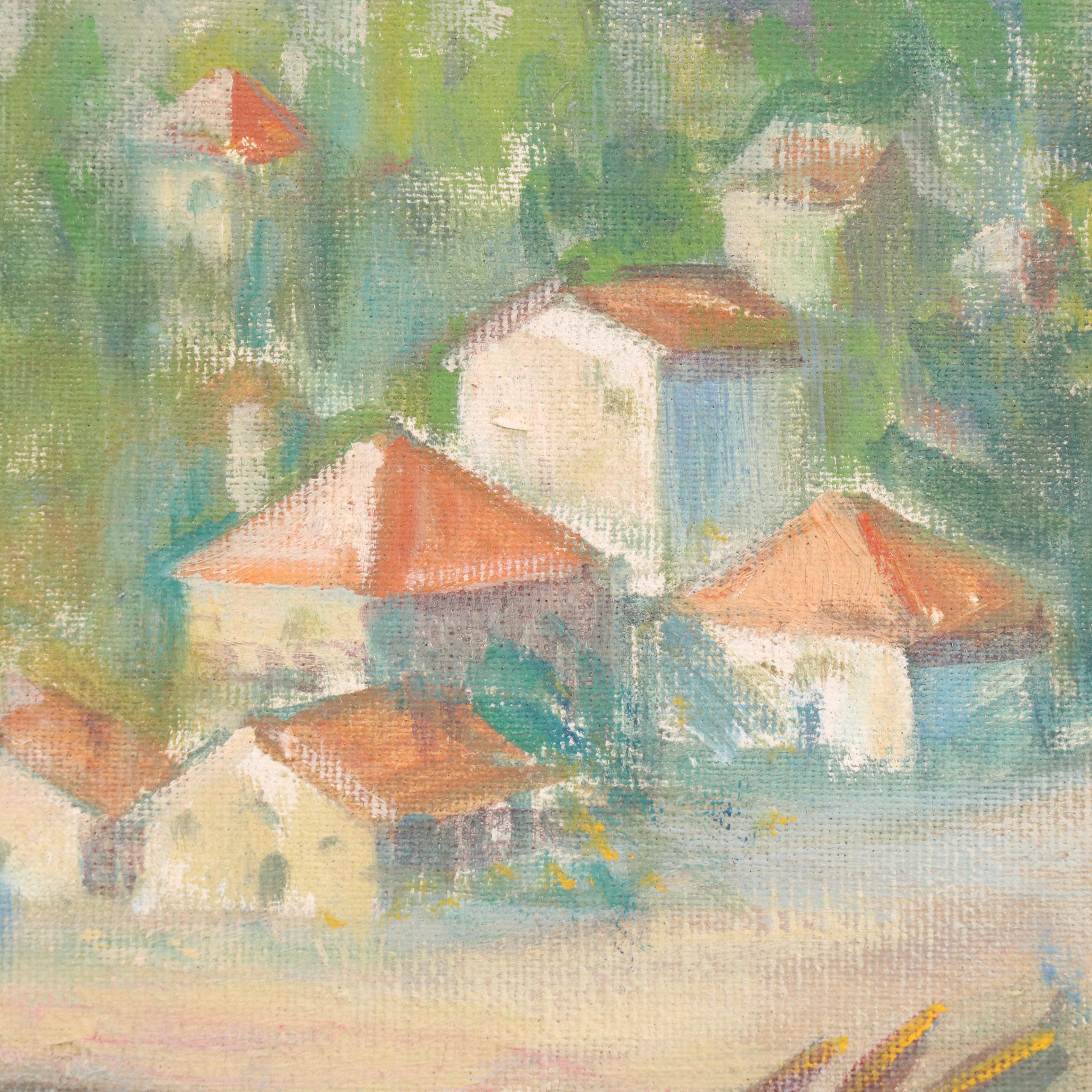 Impressionistic Style Coastal Landscape Oil Painting of Dubrovnik, 1964