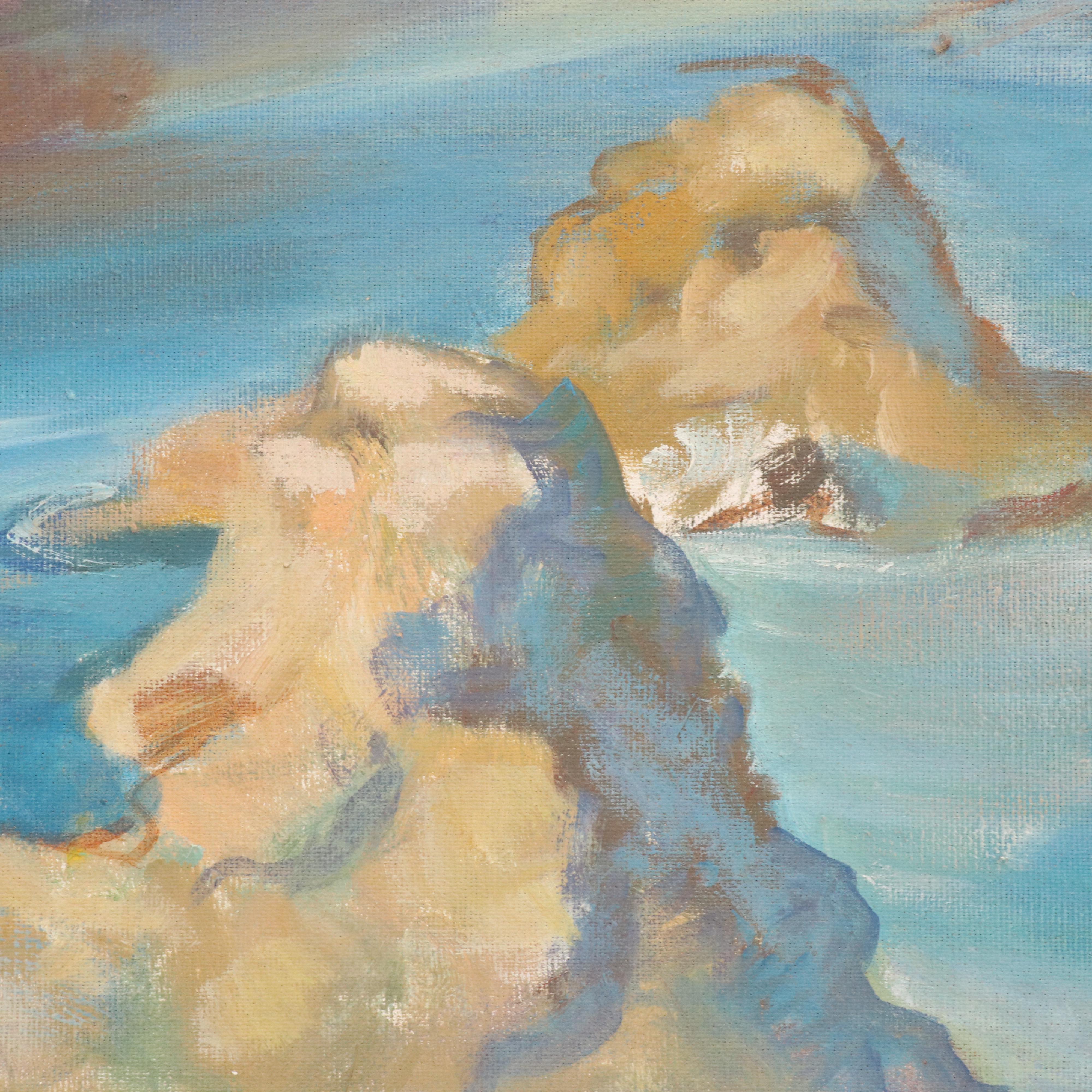 Impressionistic Style Coastal Landscape Oil Painting of Dubrovnik, 1964