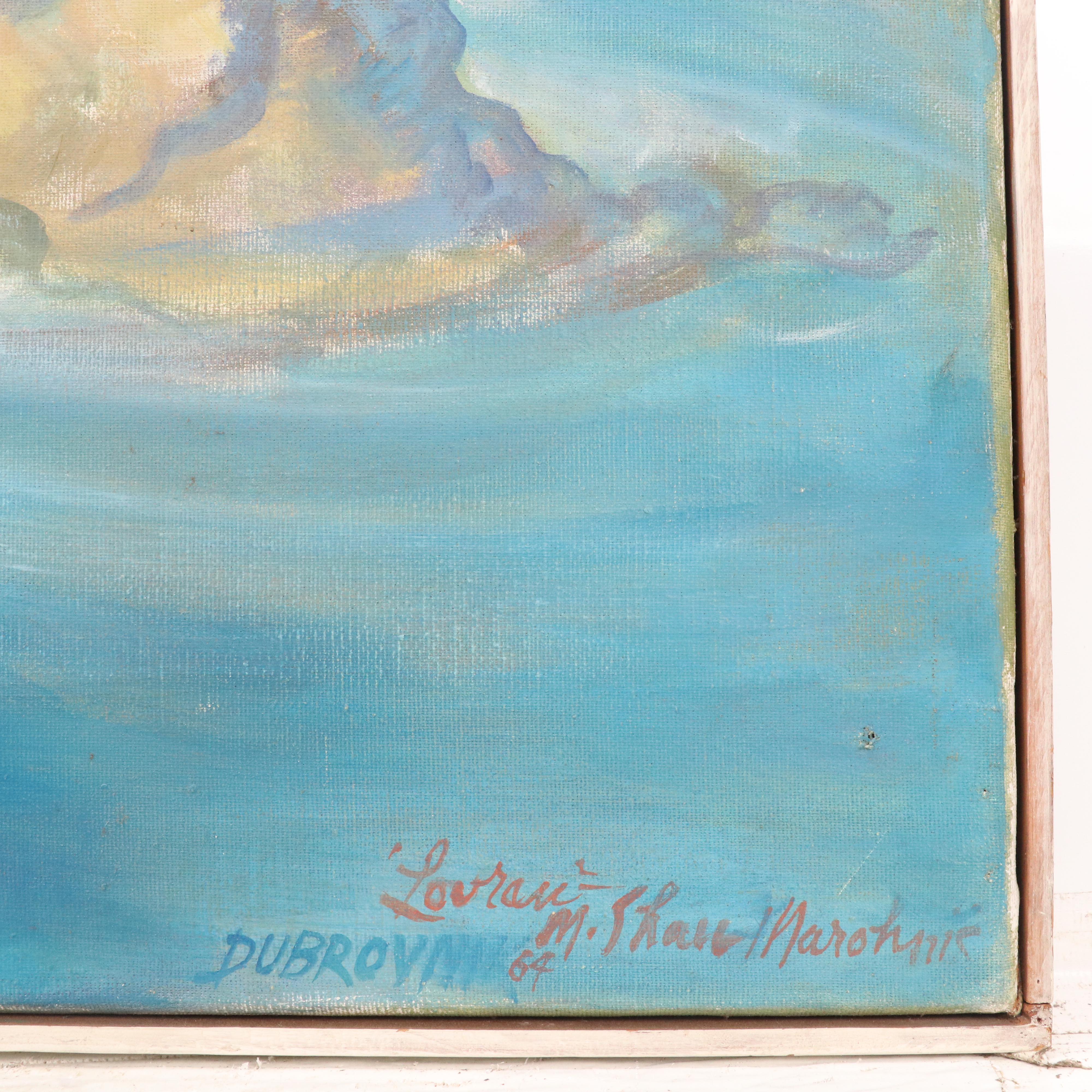 Impressionistic Style Coastal Landscape Oil Painting of Dubrovnik, 1964