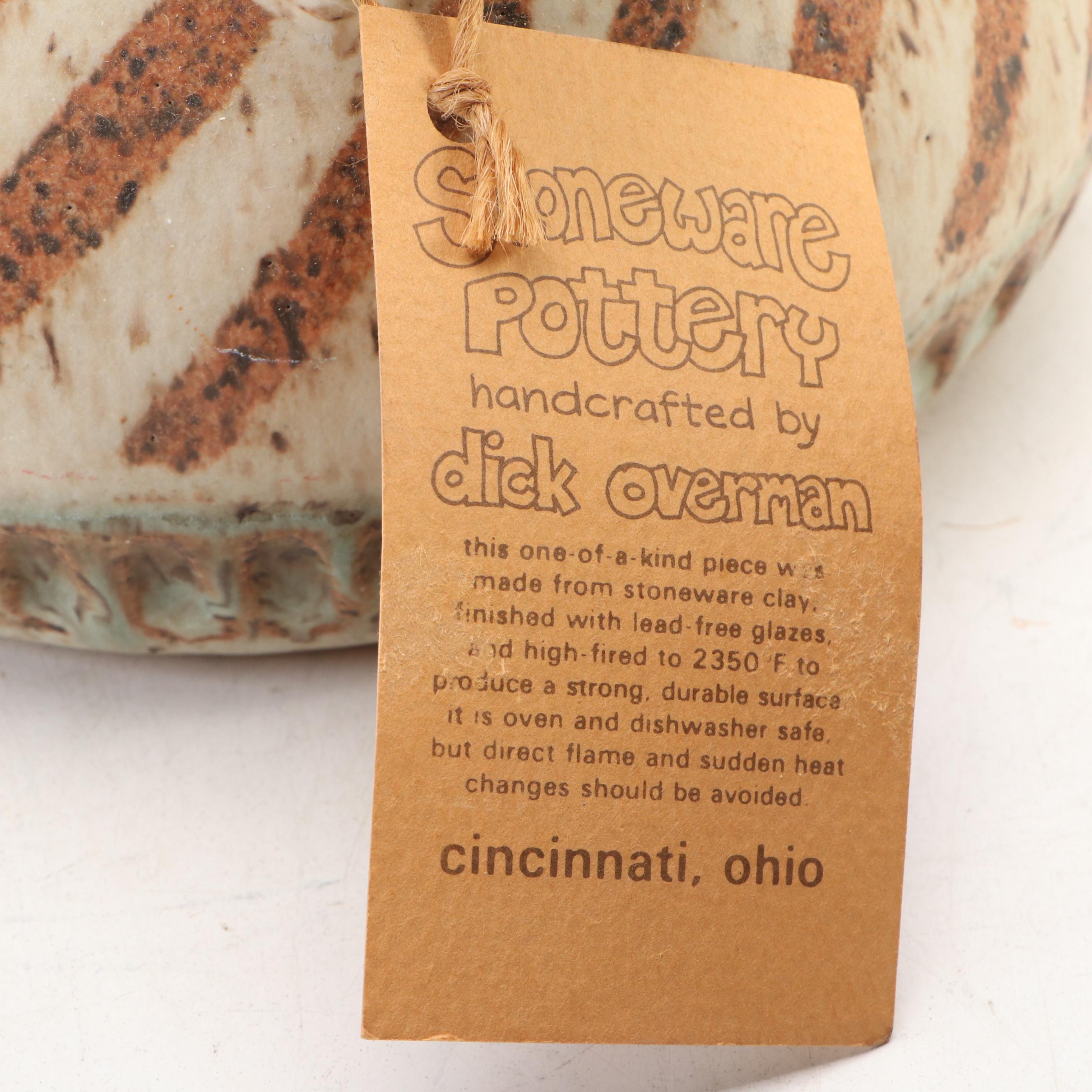 Dick Overman Art Pottery Stoneware Teapot with Wood Handle and Mugs