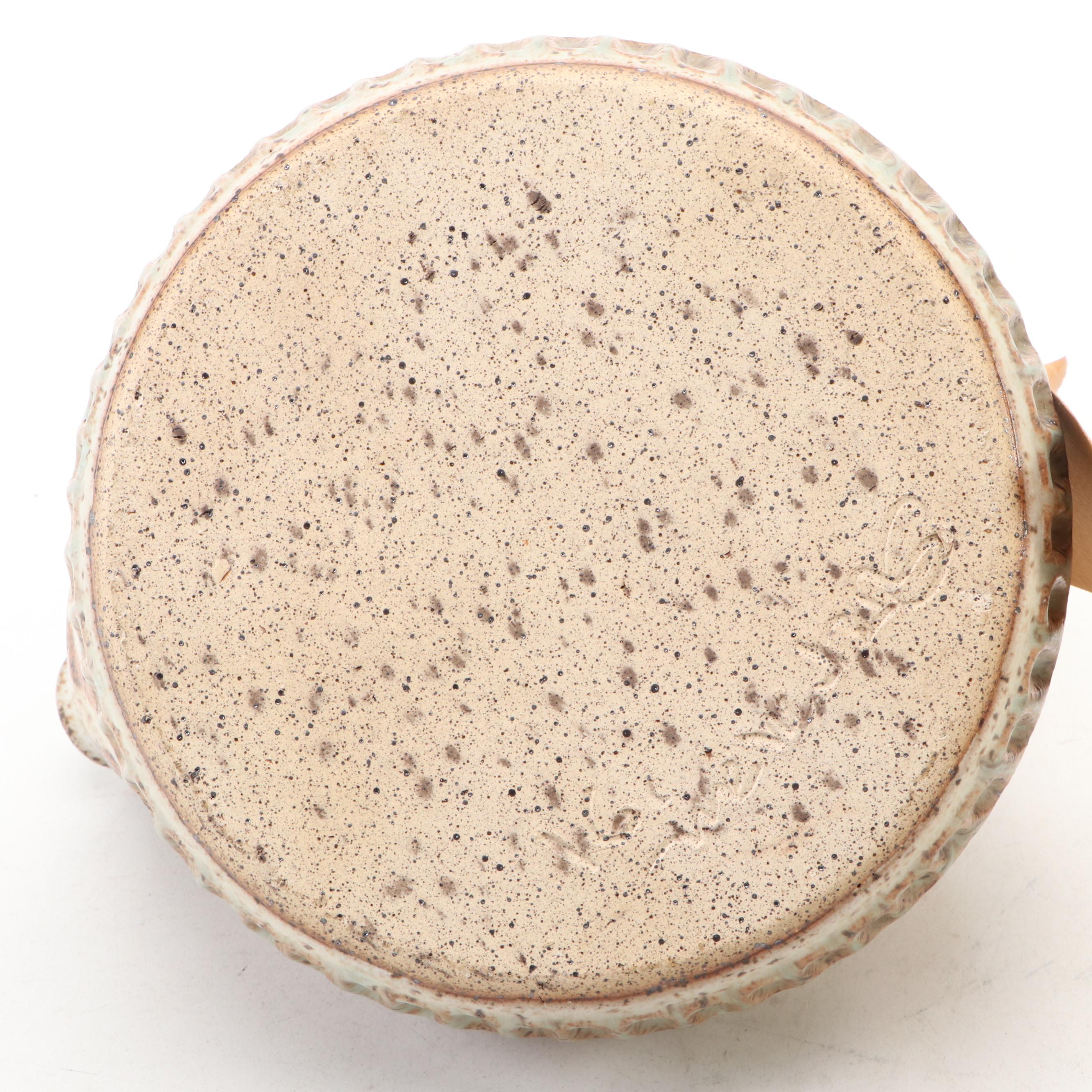 Dick Overman Art Pottery Stoneware Teapot with Wood Handle and Mugs