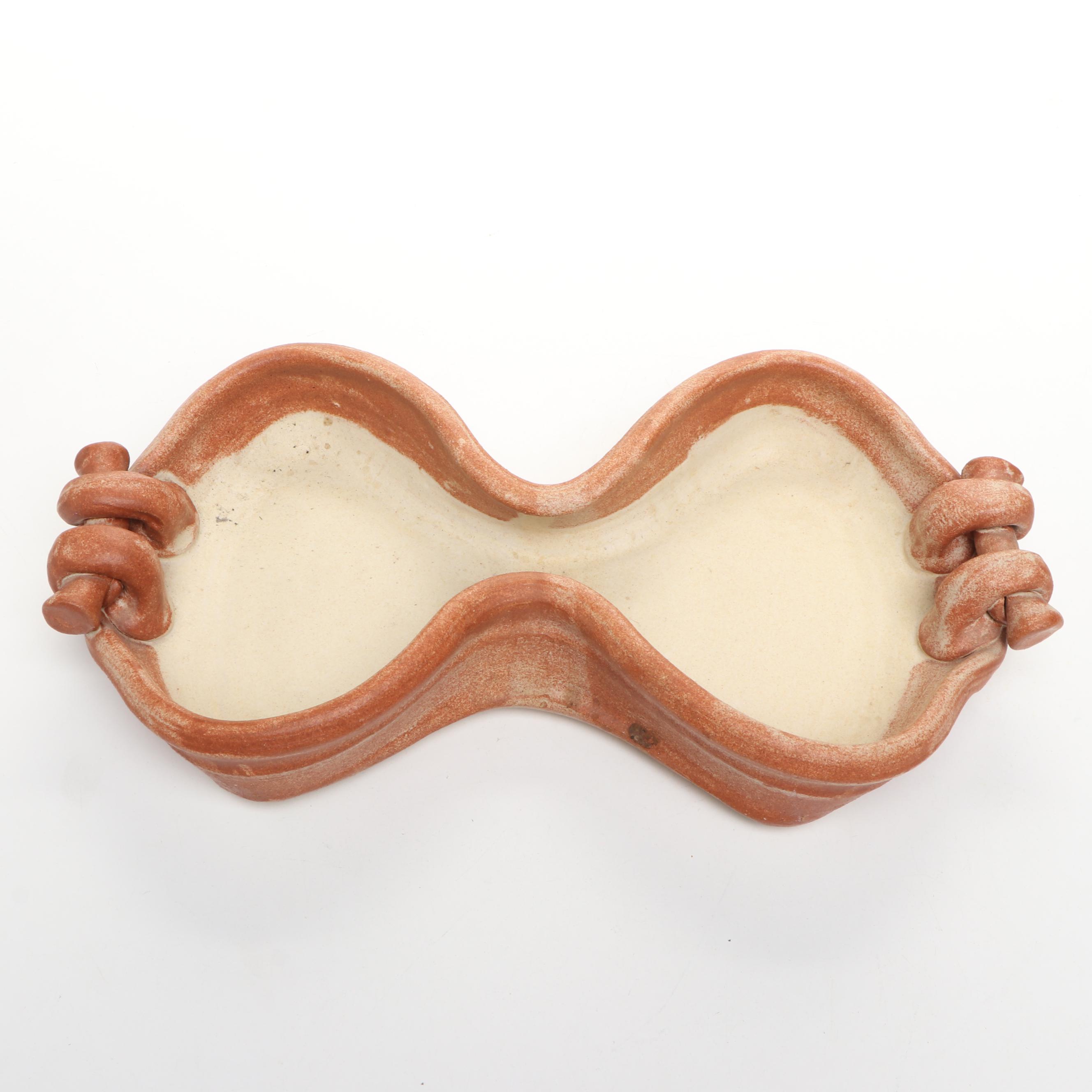 Dick Overman Stoneware Creamer, Sugar Bowl, and Tray, 2001