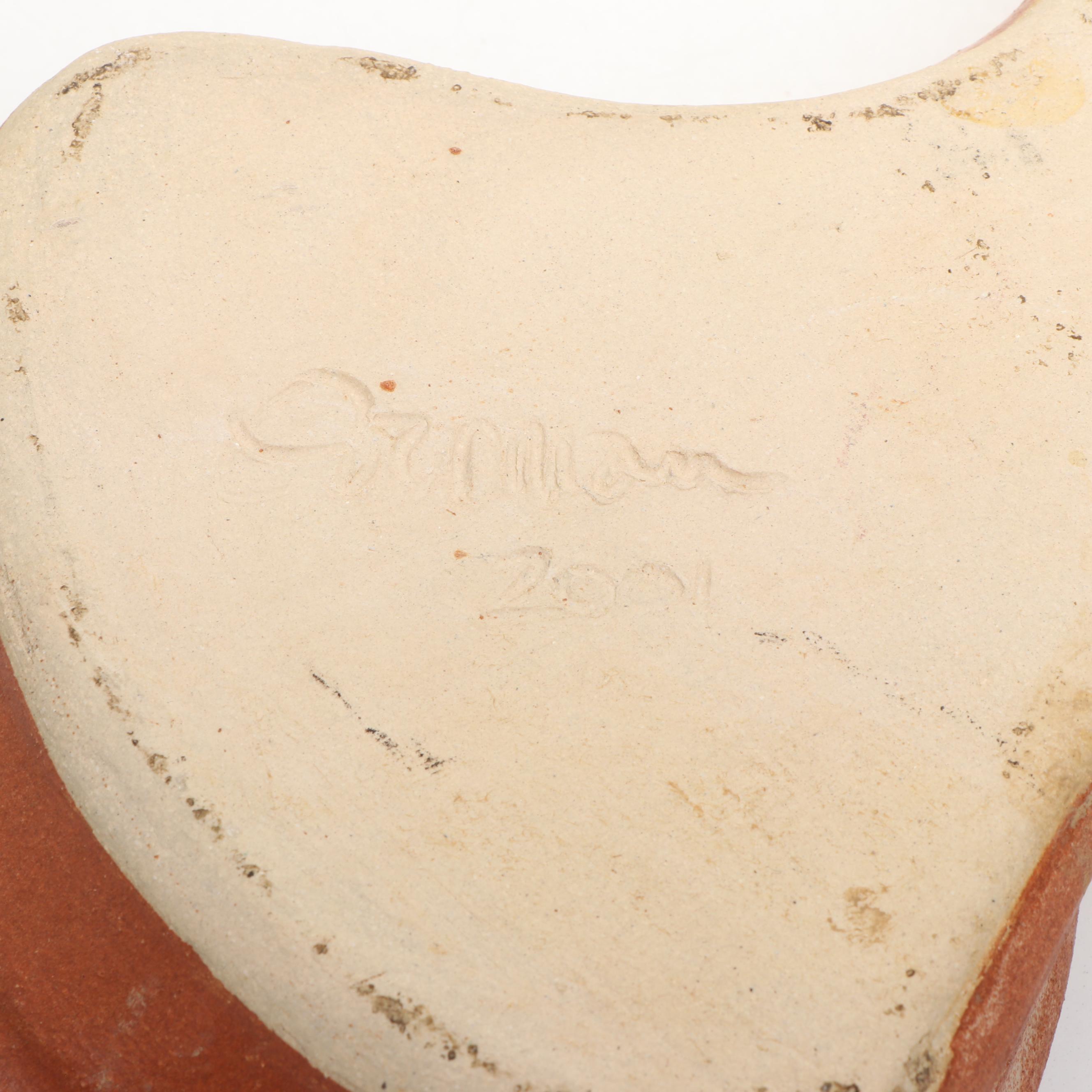 Dick Overman Stoneware Creamer, Sugar Bowl, and Tray, 2001