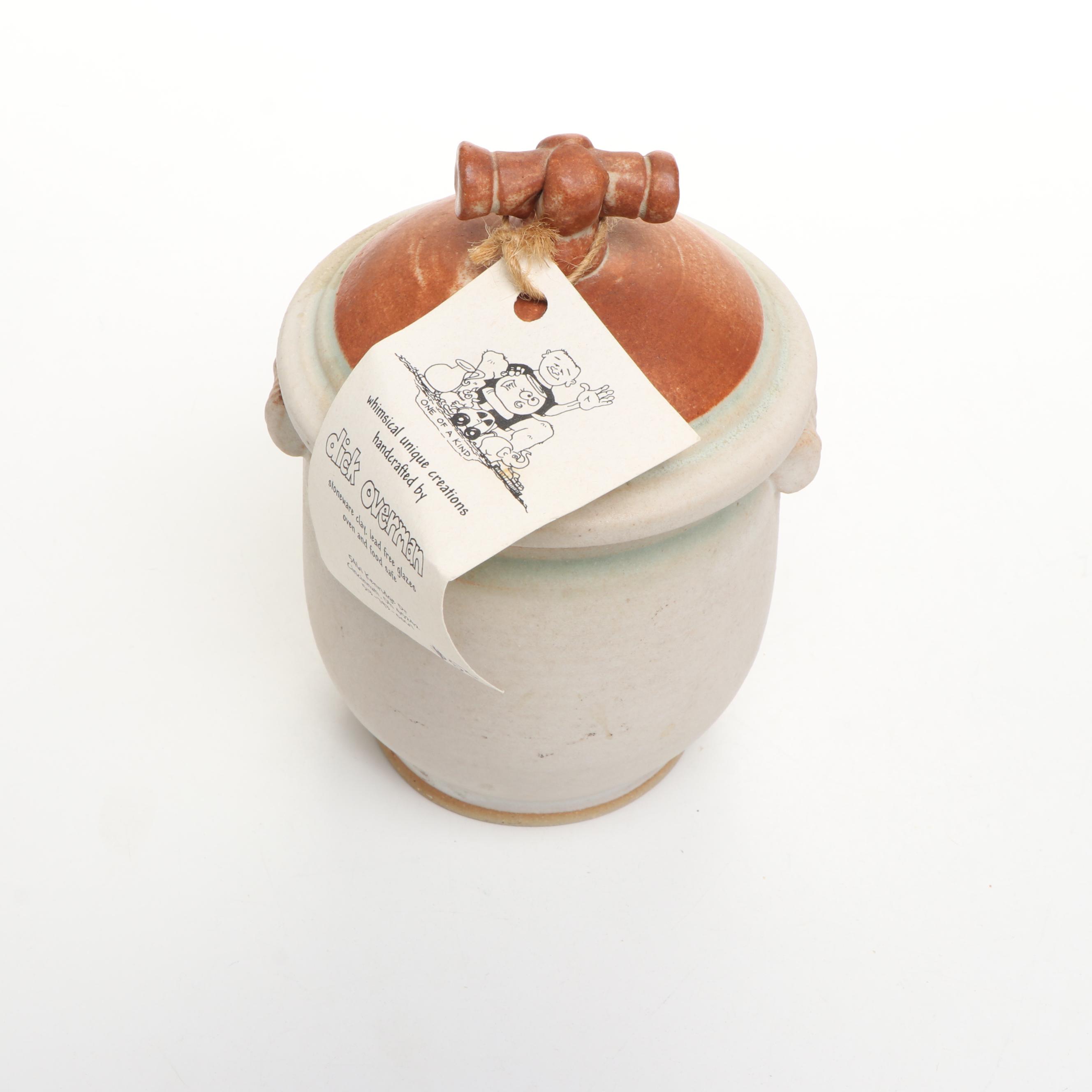 Dick Overman Stoneware Creamer, Sugar Bowl, and Tray, 2001