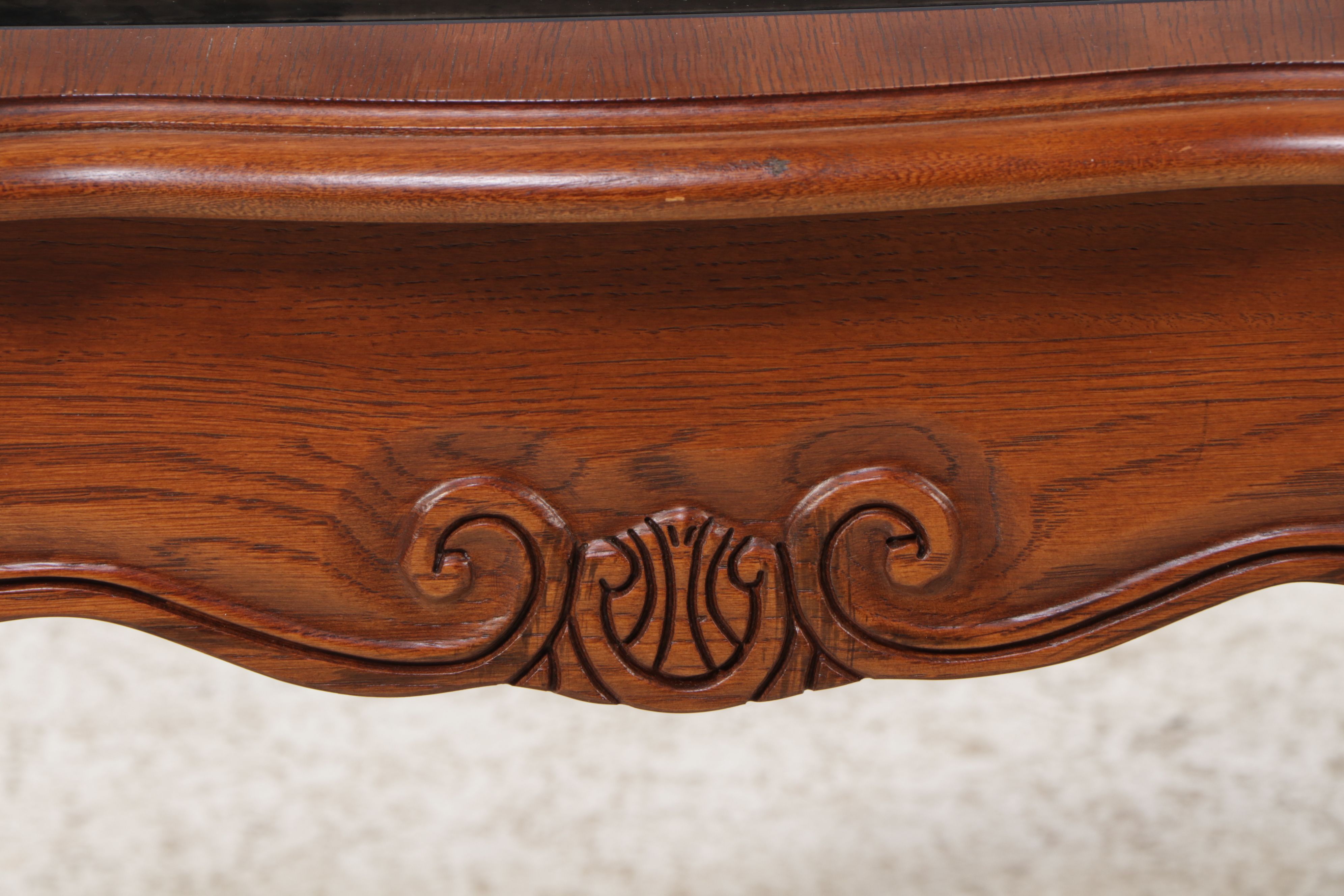 Pair of Oak End Tables with Smoke Glass Tops