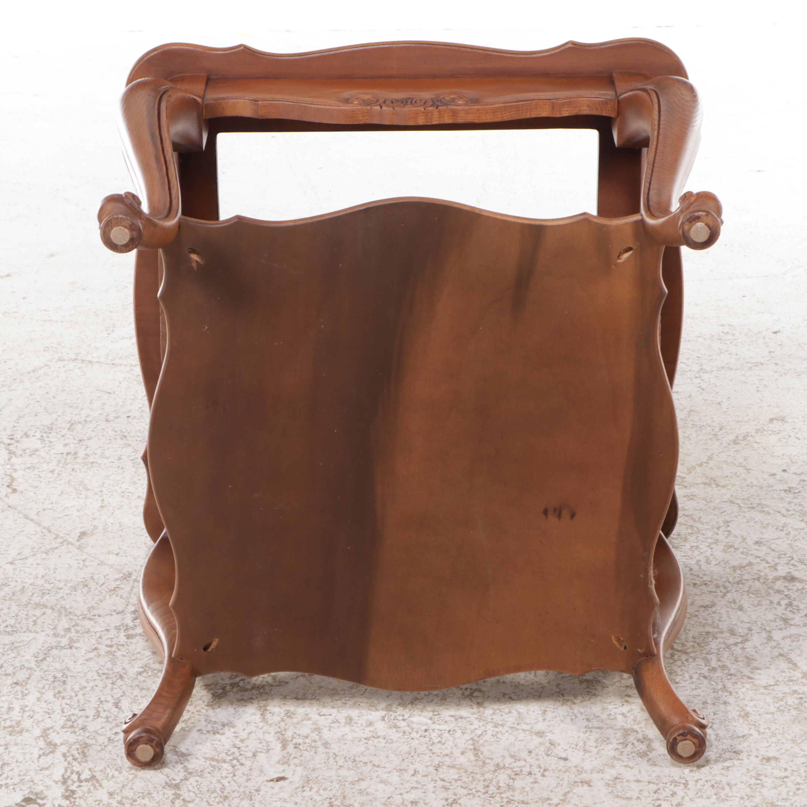 Pair of Oak End Tables with Smoke Glass Tops