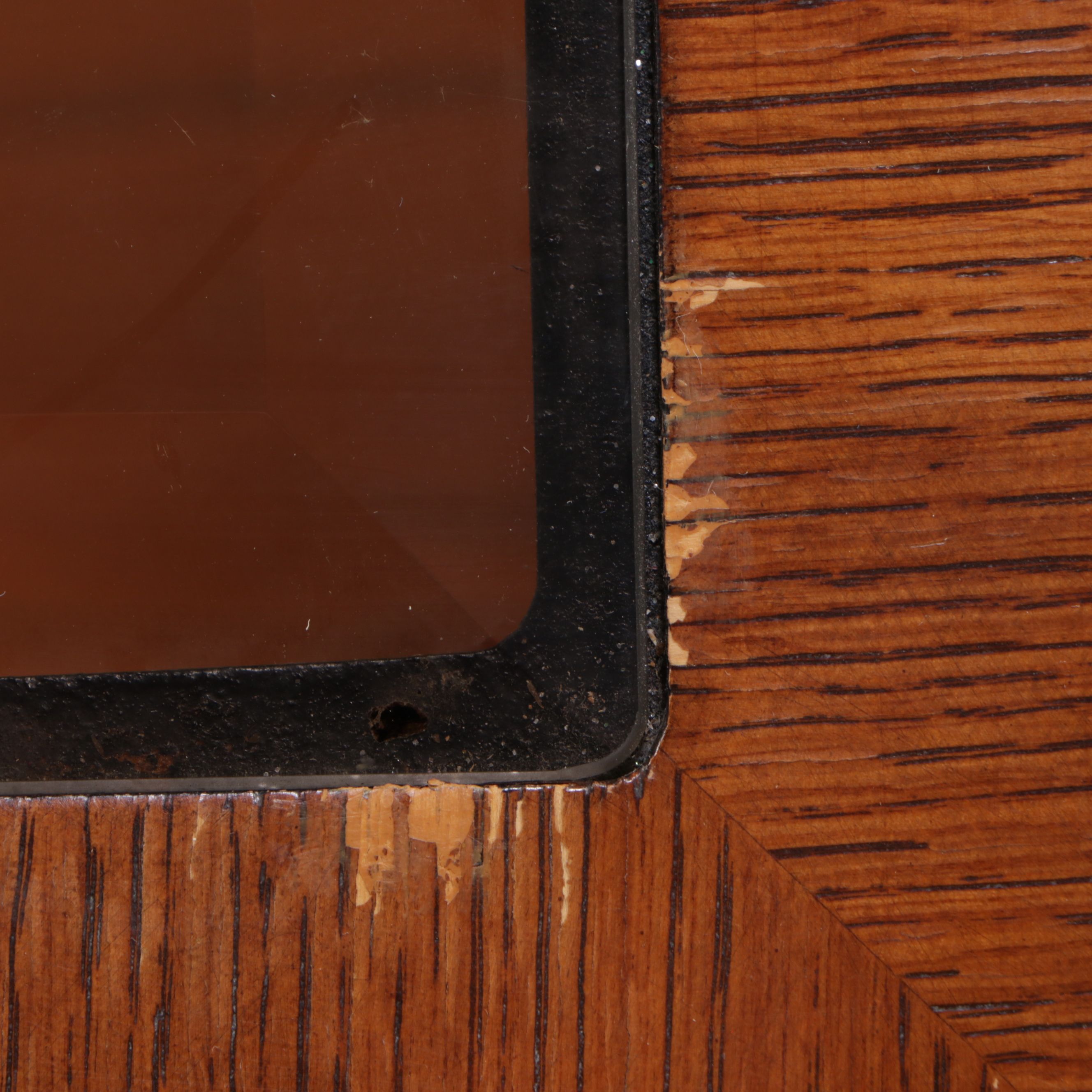 Pair of Oak End Tables with Smoke Glass Tops
