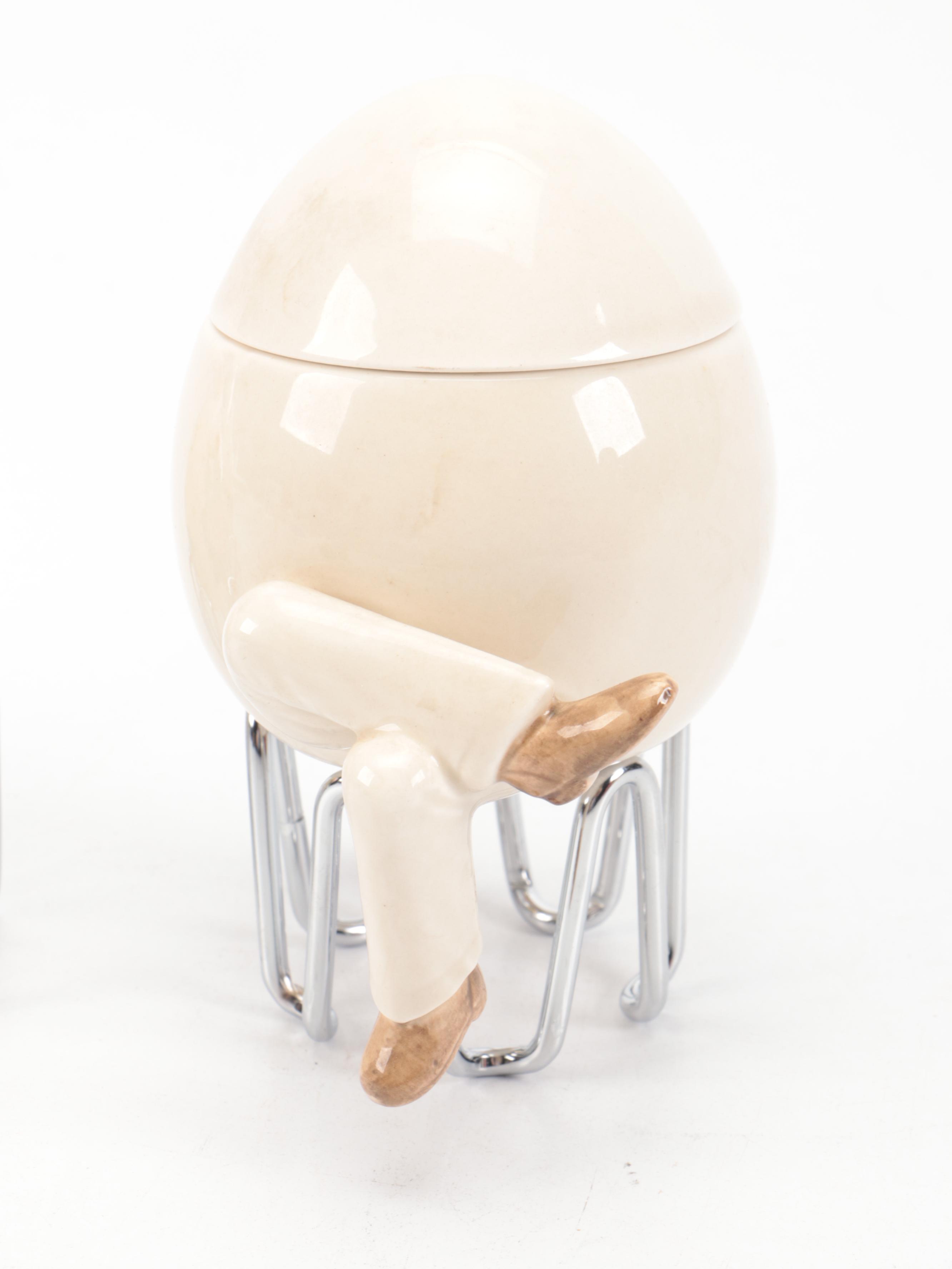 German Papier-Mâché Candy Container with Other Decorative Eggs and Egg Cups