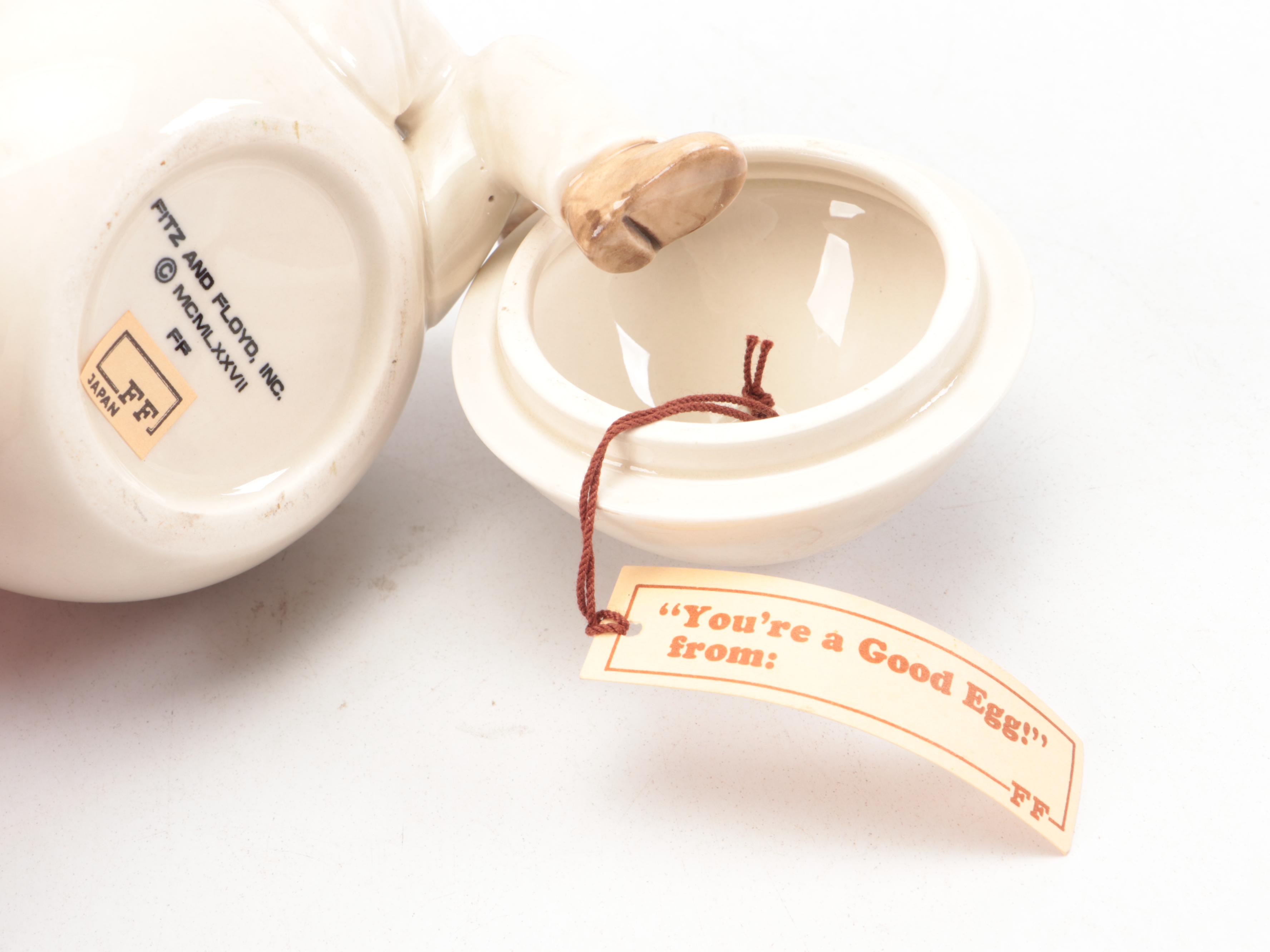 German Papier-Mâché Candy Container with Other Decorative Eggs and Egg Cups