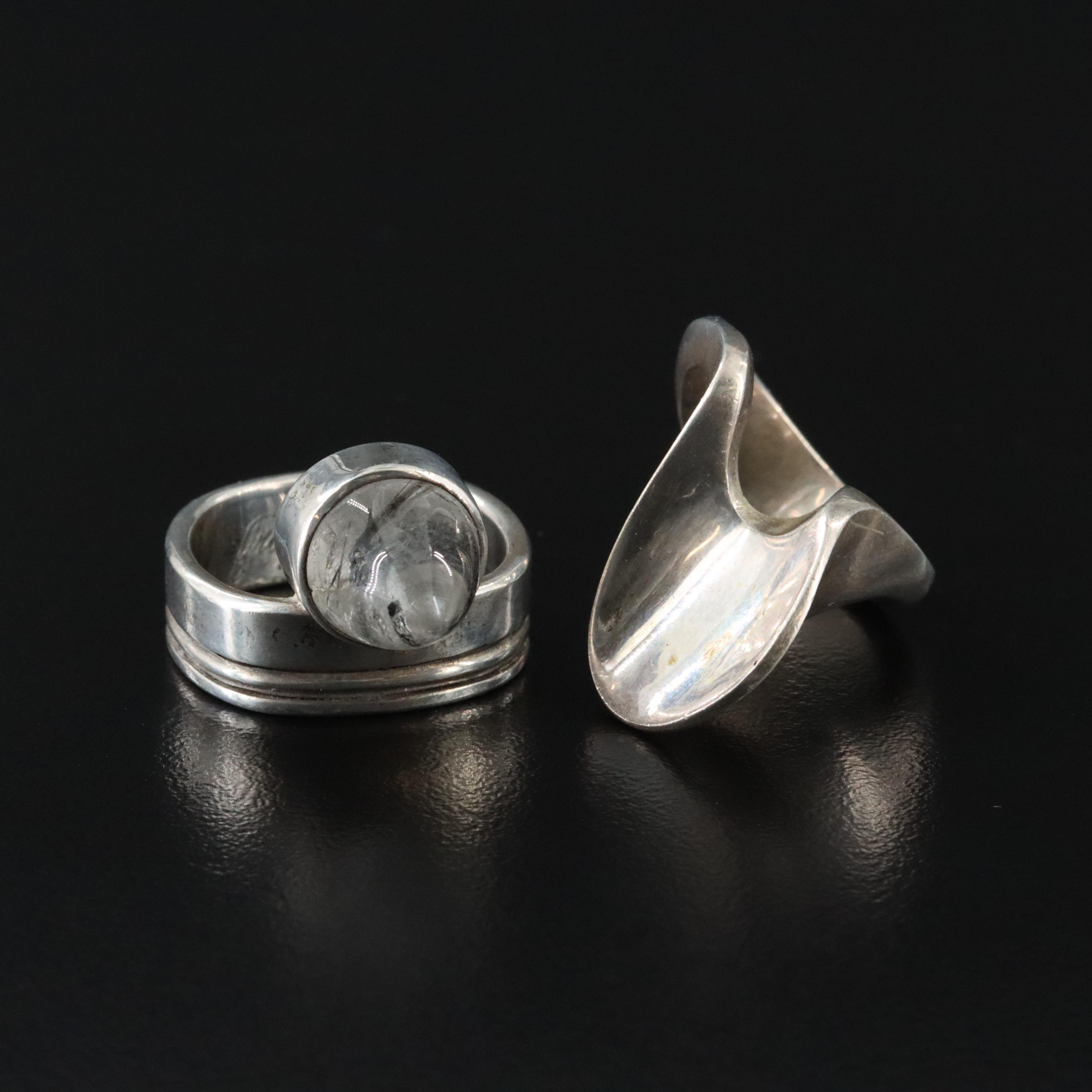 Collection of Artisan Sterling Gemstone Rings Featuring James Frappe