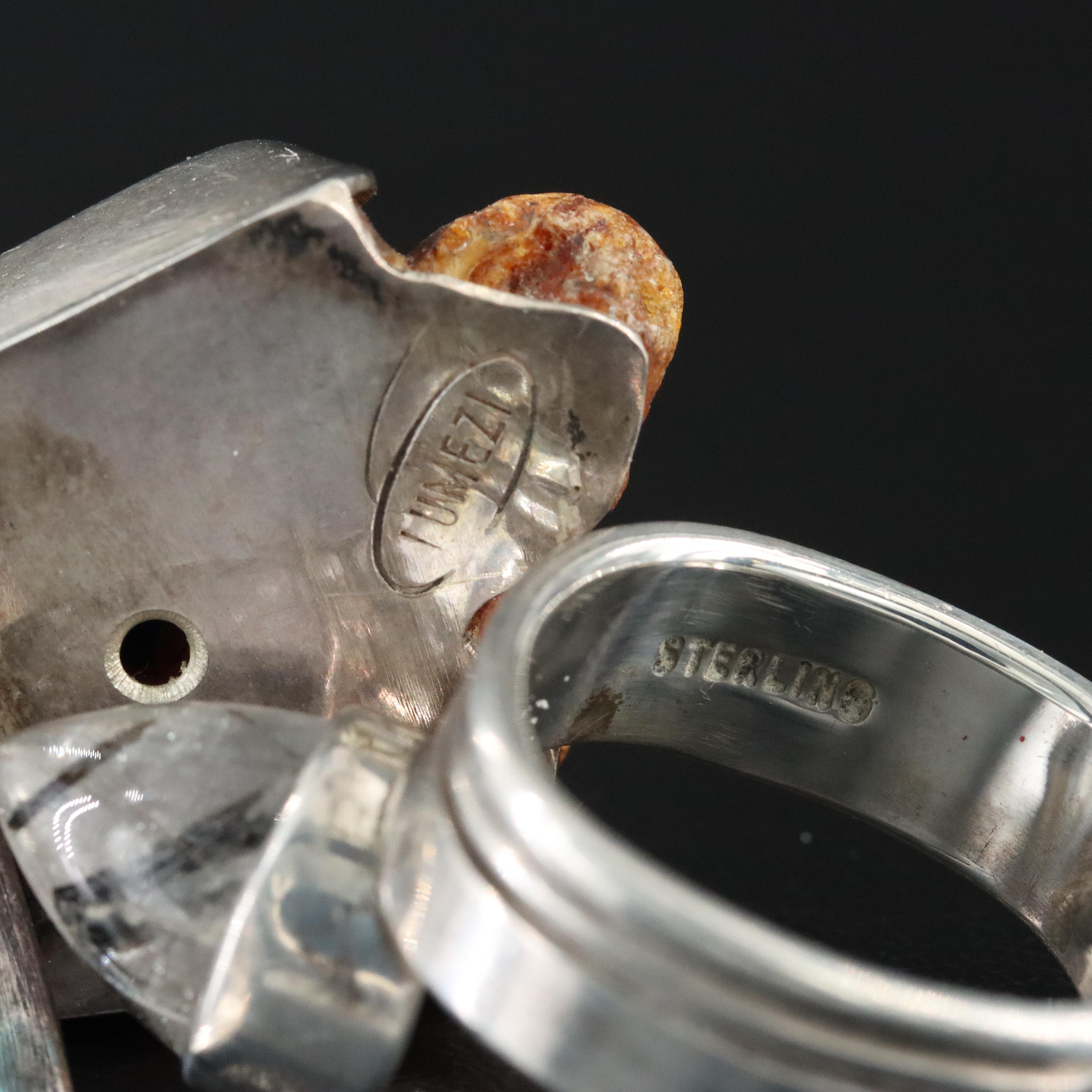 Collection of Artisan Sterling Gemstone Rings Featuring James Frappe