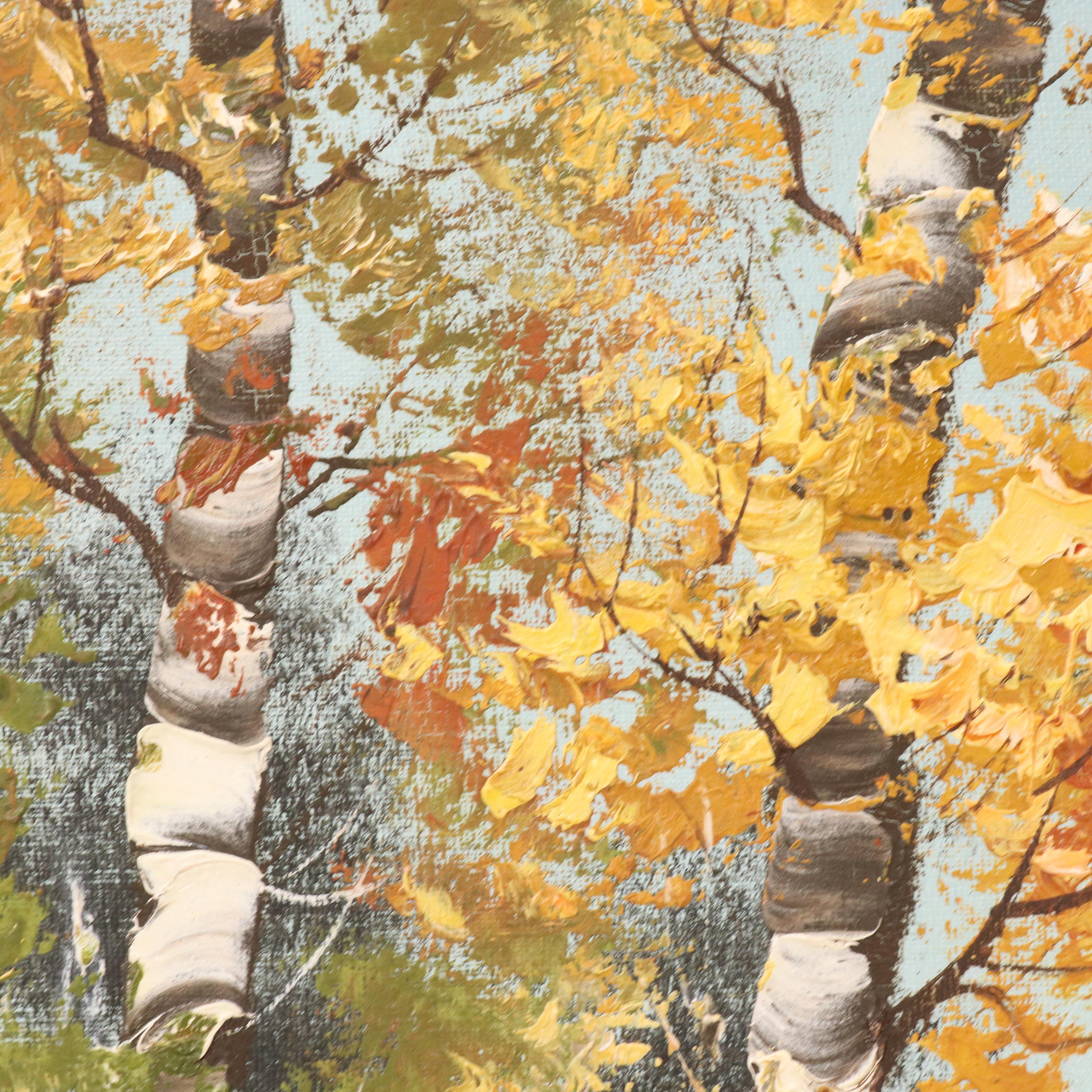 J. Steiner Mountainous Autumn Oil Painting, Late 20th Century