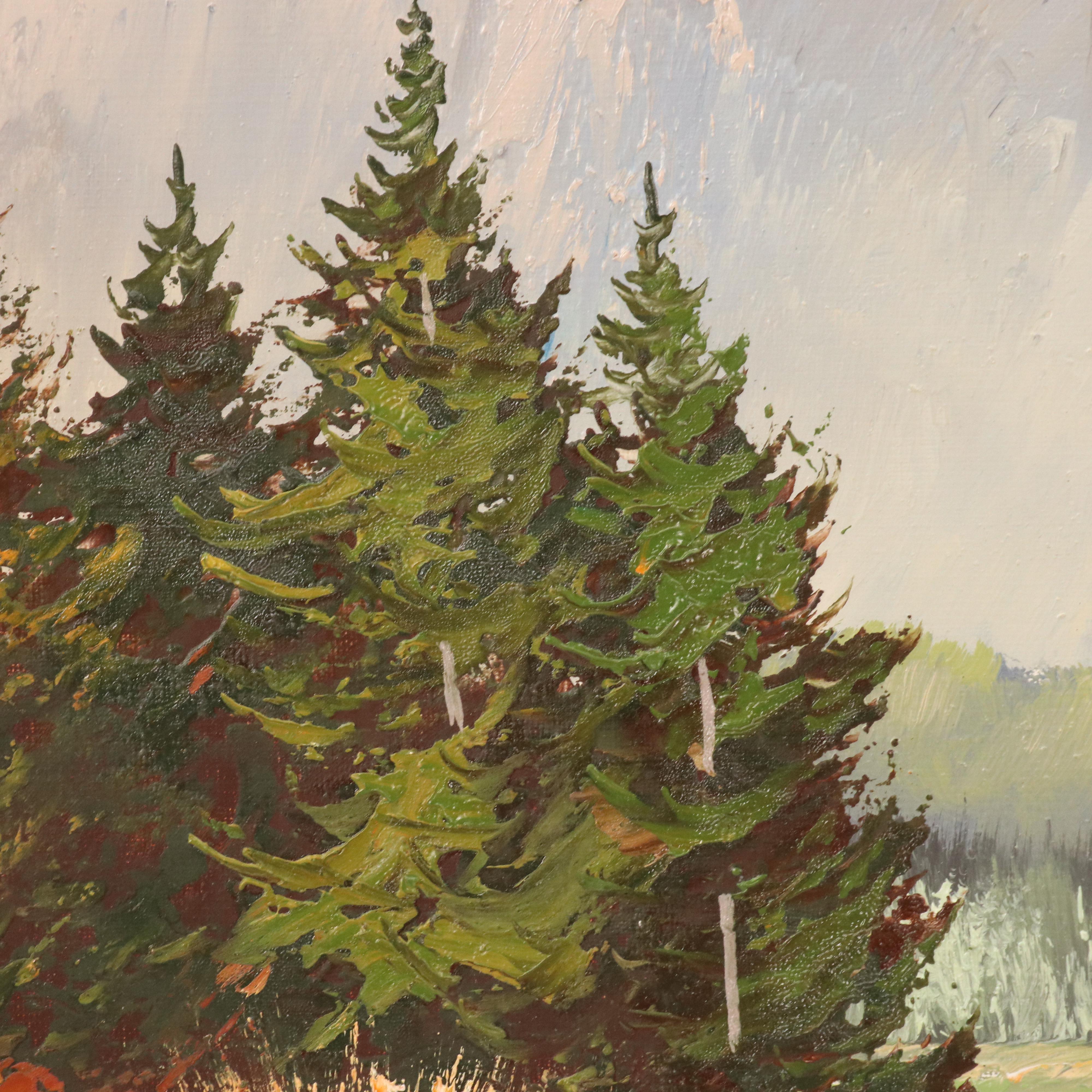 J. Steiner Mountainous Autumn Oil Painting, Late 20th Century