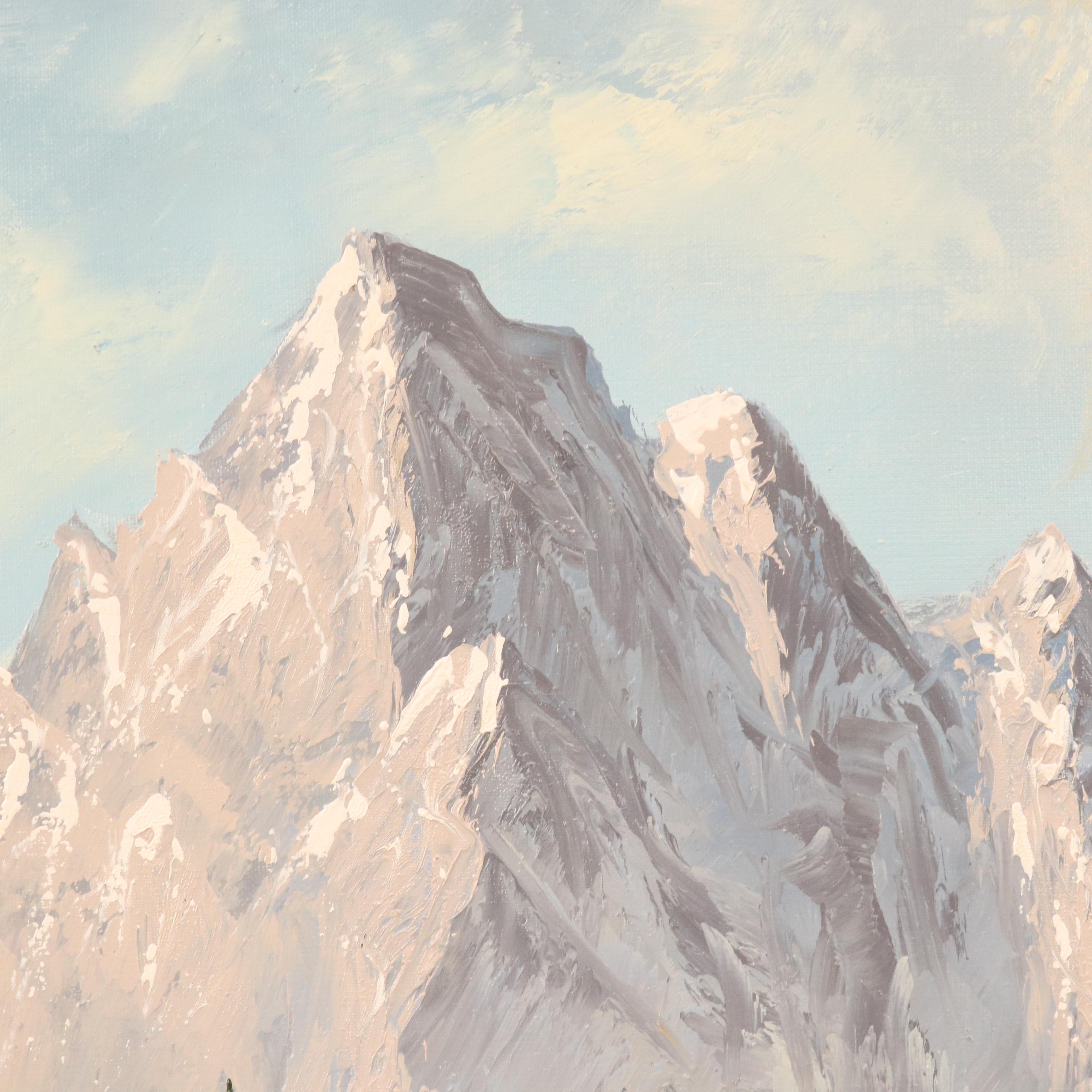 J. Steiner Mountainous Autumn Oil Painting, Late 20th Century