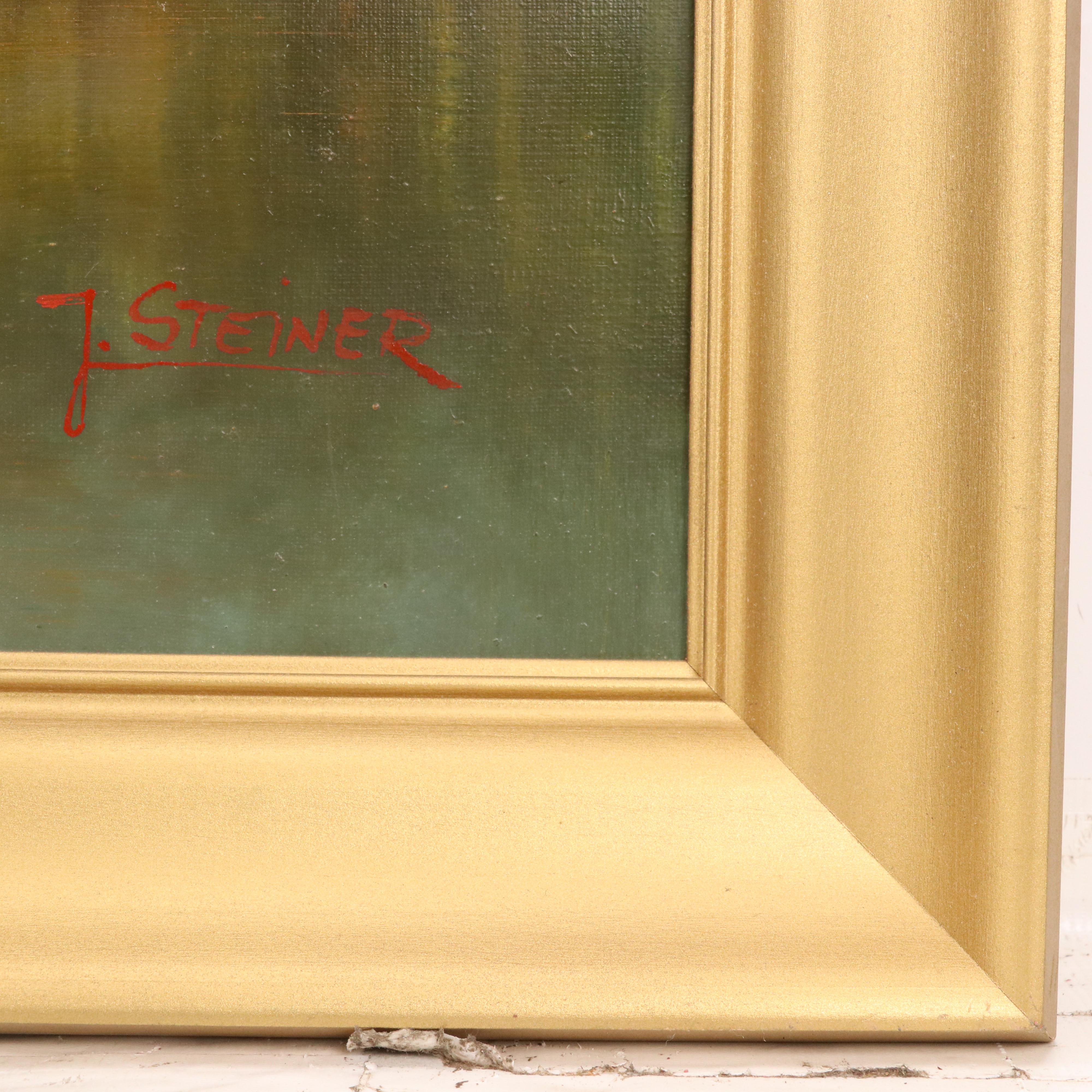 J. Steiner Mountainous Autumn Oil Painting, Late 20th Century