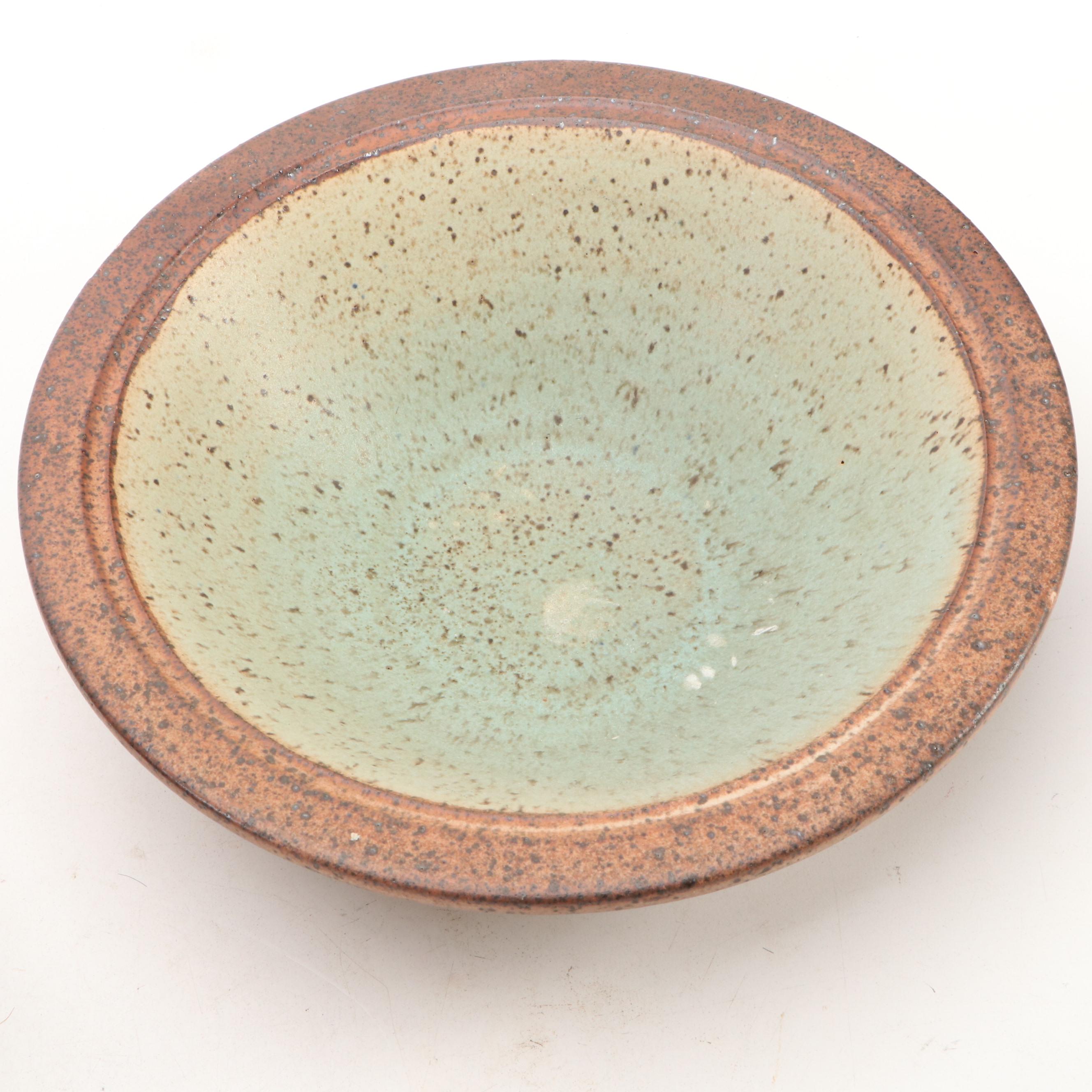 Dick Overman Art Pottery Stoneware Plates and Bowls, Late 20th Century