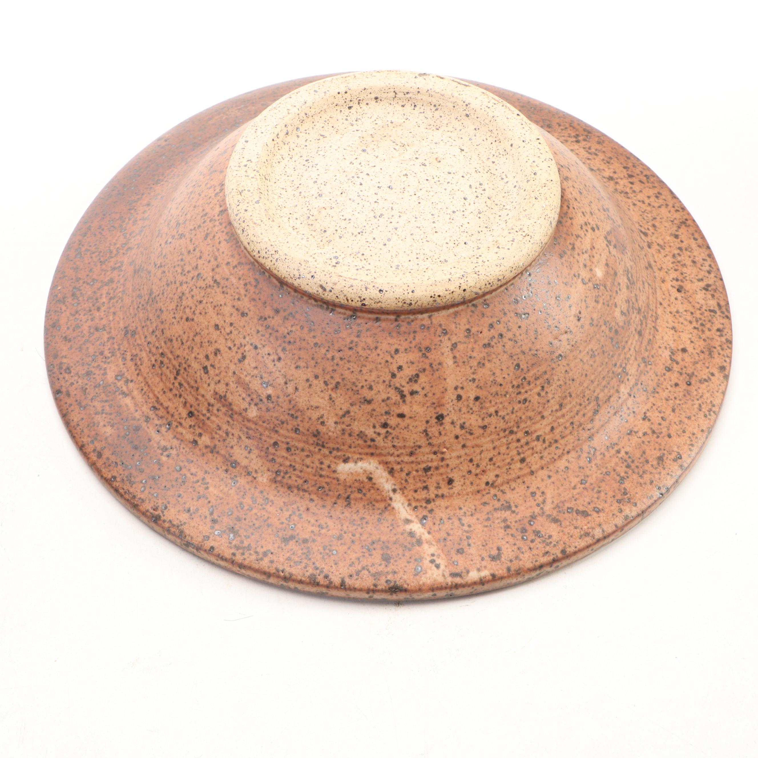 Dick Overman Art Pottery Stoneware Plates and Bowls, Late 20th Century