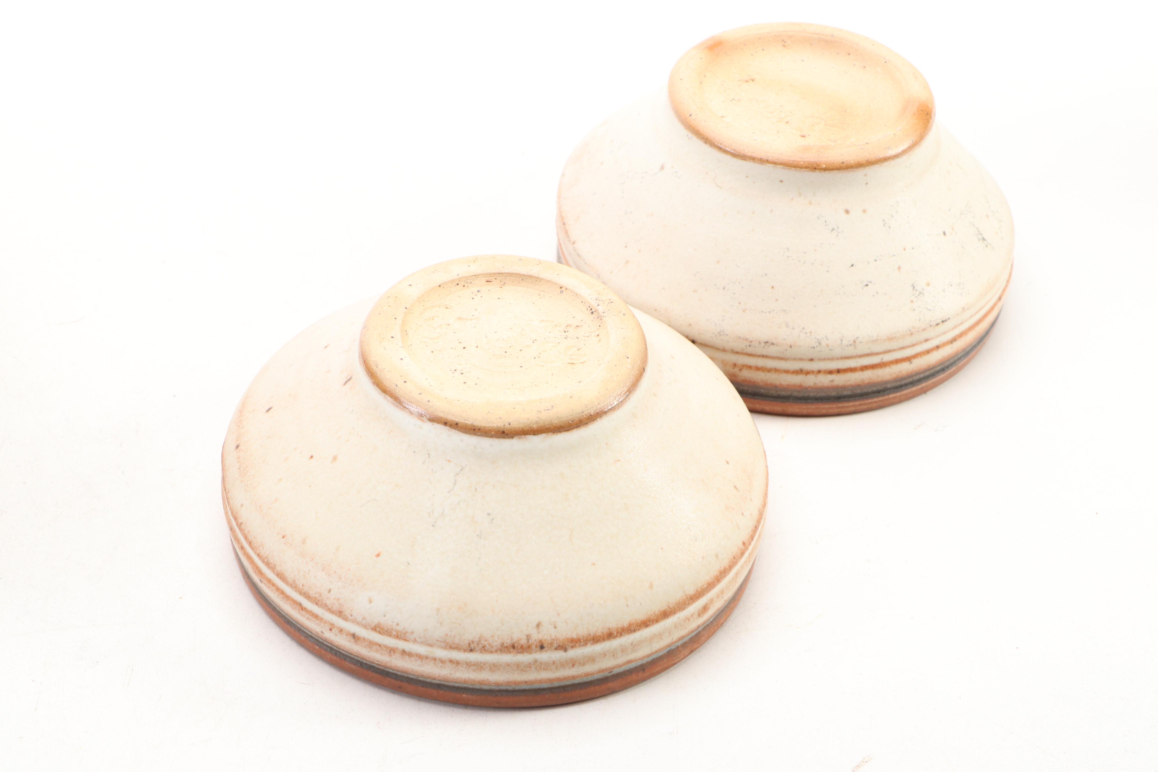 Dick Overman Art Pottery Stoneware Plates and Bowls, Late 20th Century